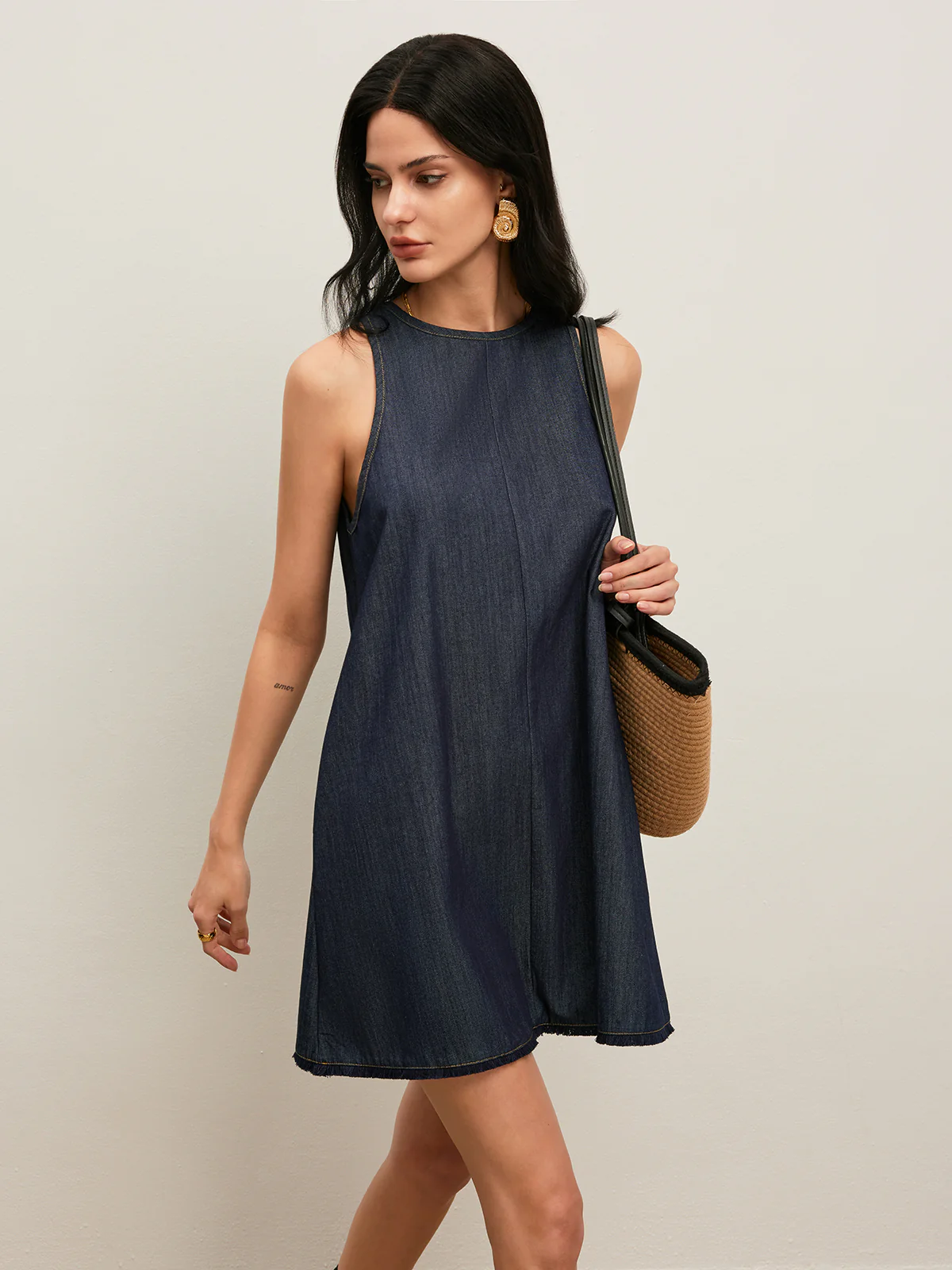 Back Tie Denim Dress - Image 2