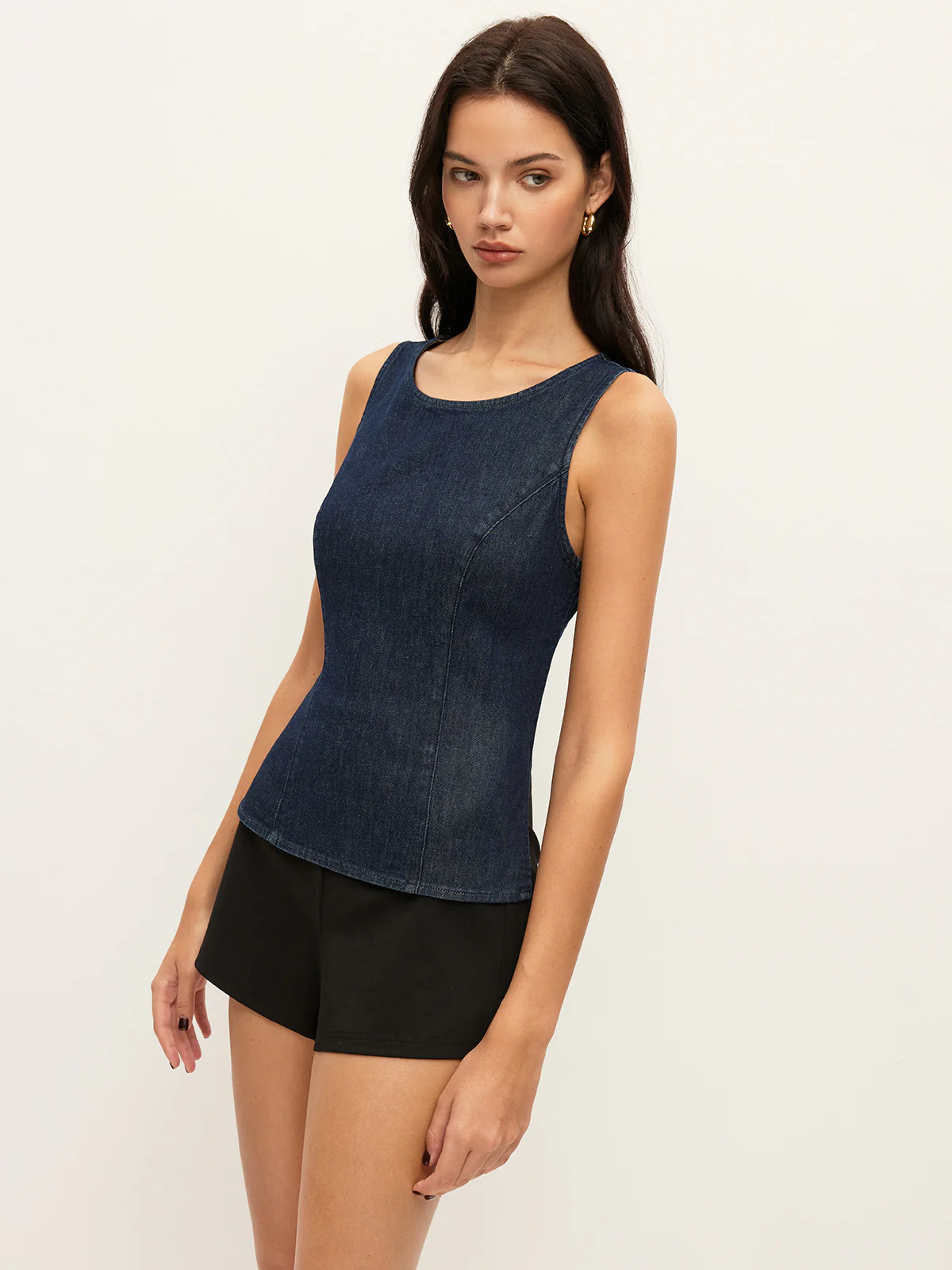 Back Tie Denim Top - Image 6