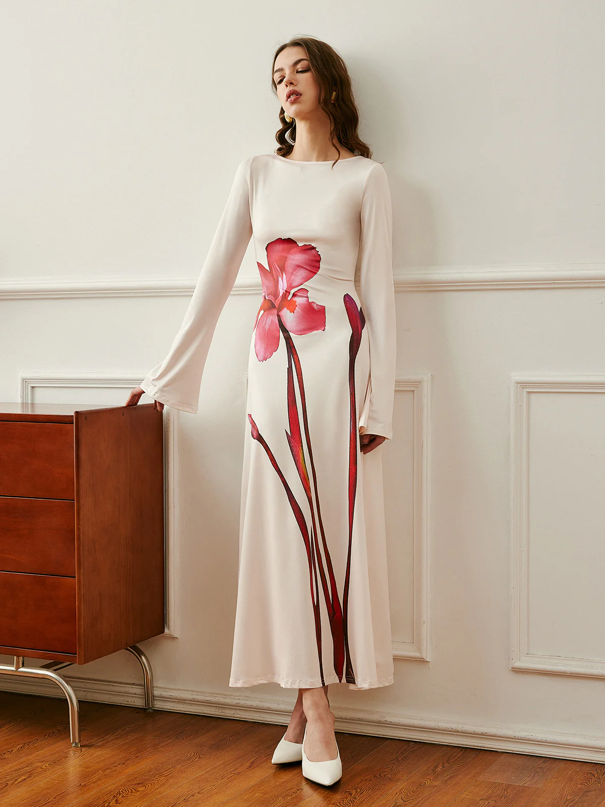 Back Tie Floral Print Dress - Image 2