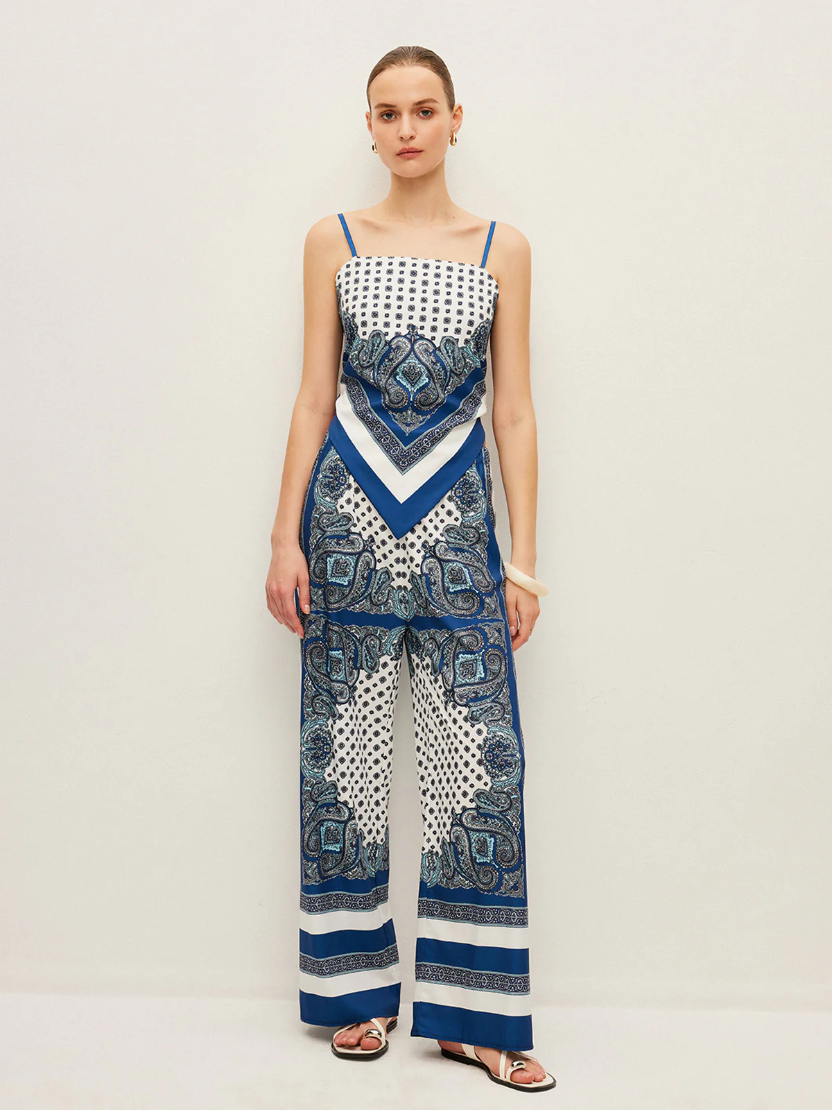 Back Tie Printed Pants Set