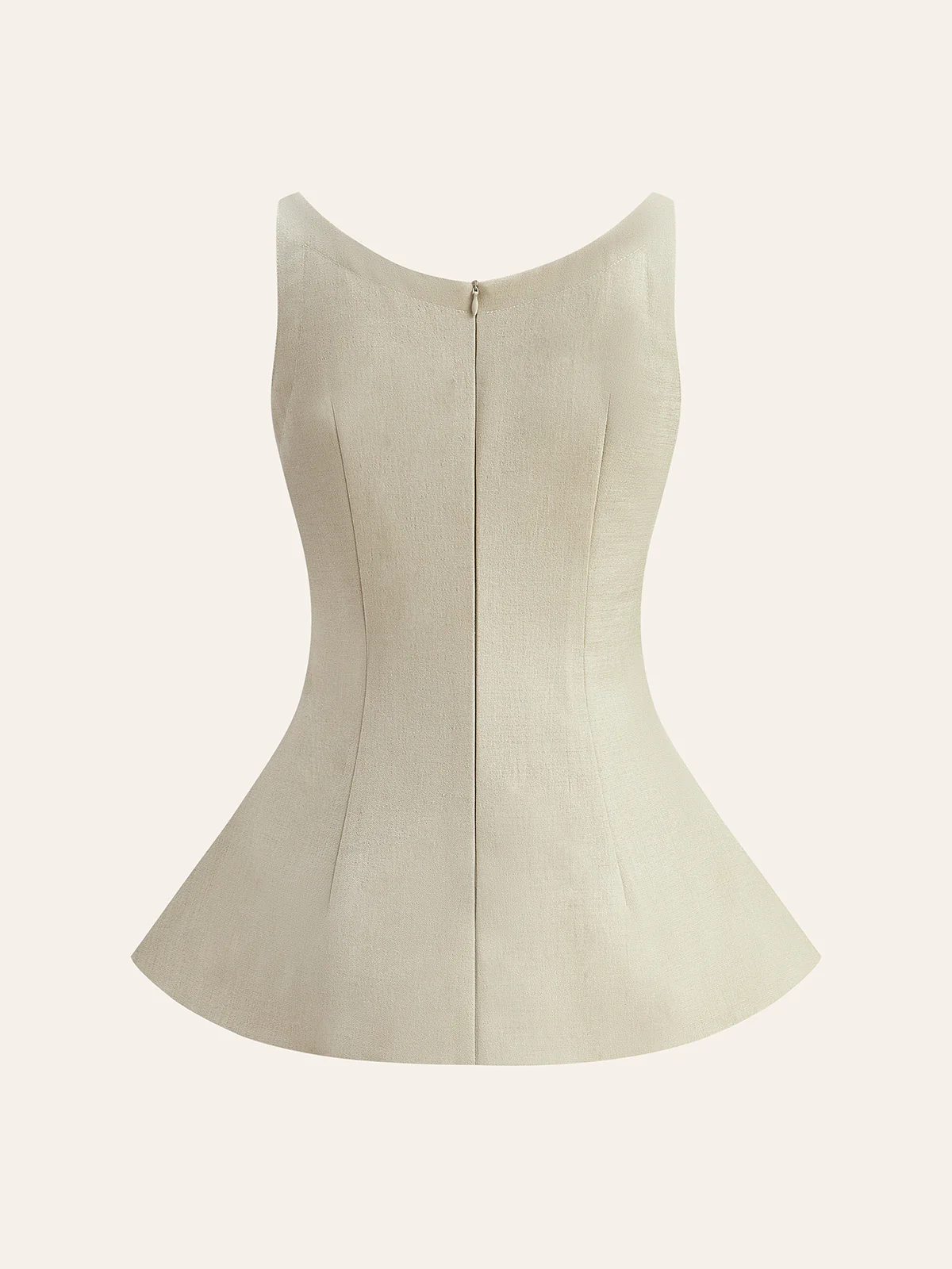 Back Zipper Peplum Flare Top - Image 3