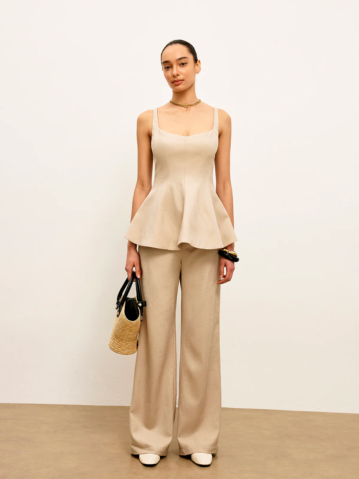 Back Zipper Peplum Flare Top - Image 6