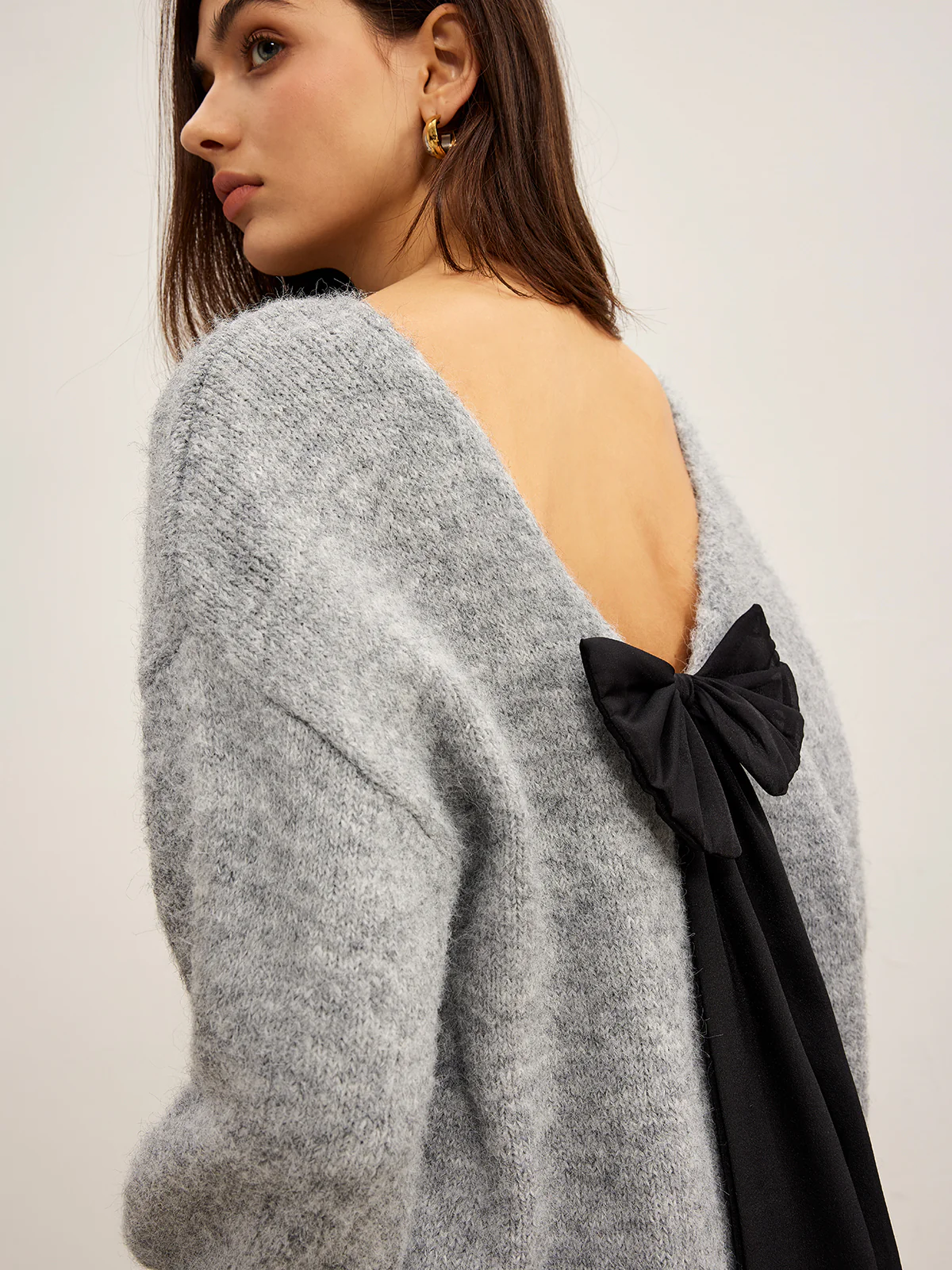 Backless Bow Shift Sweater - Image 6