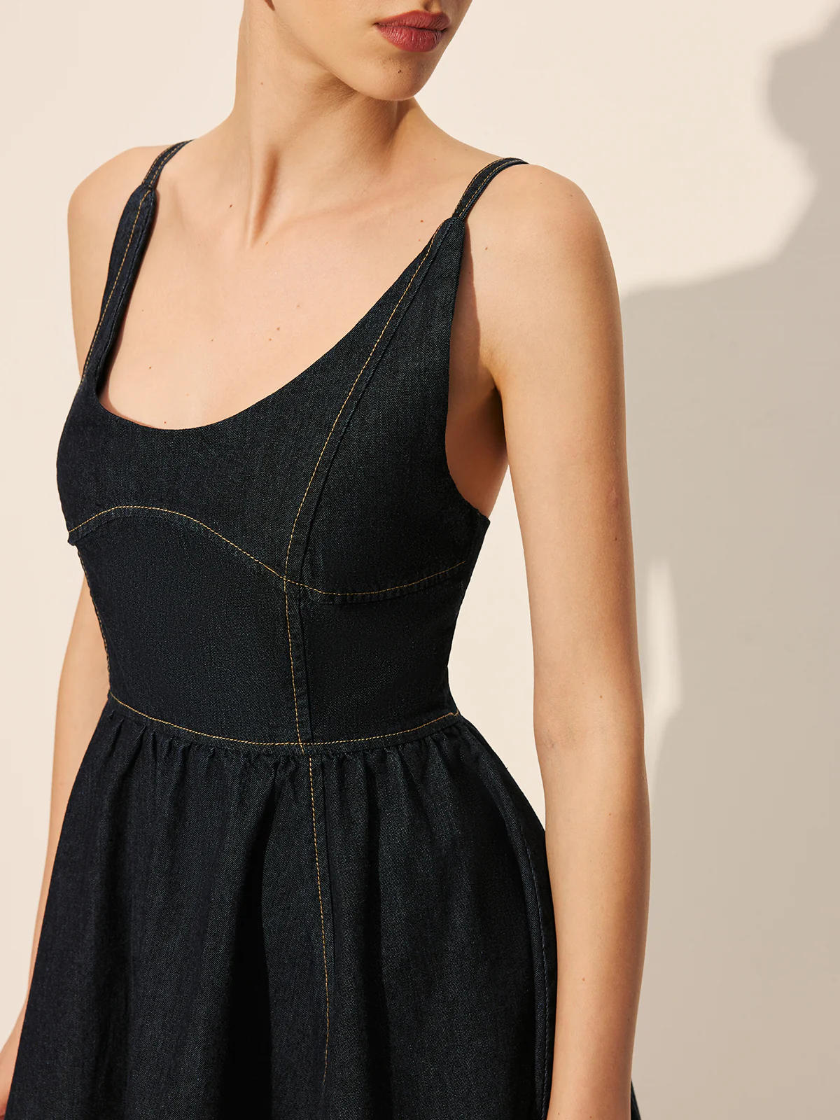 Backless Denim Flare Dress - Image 4