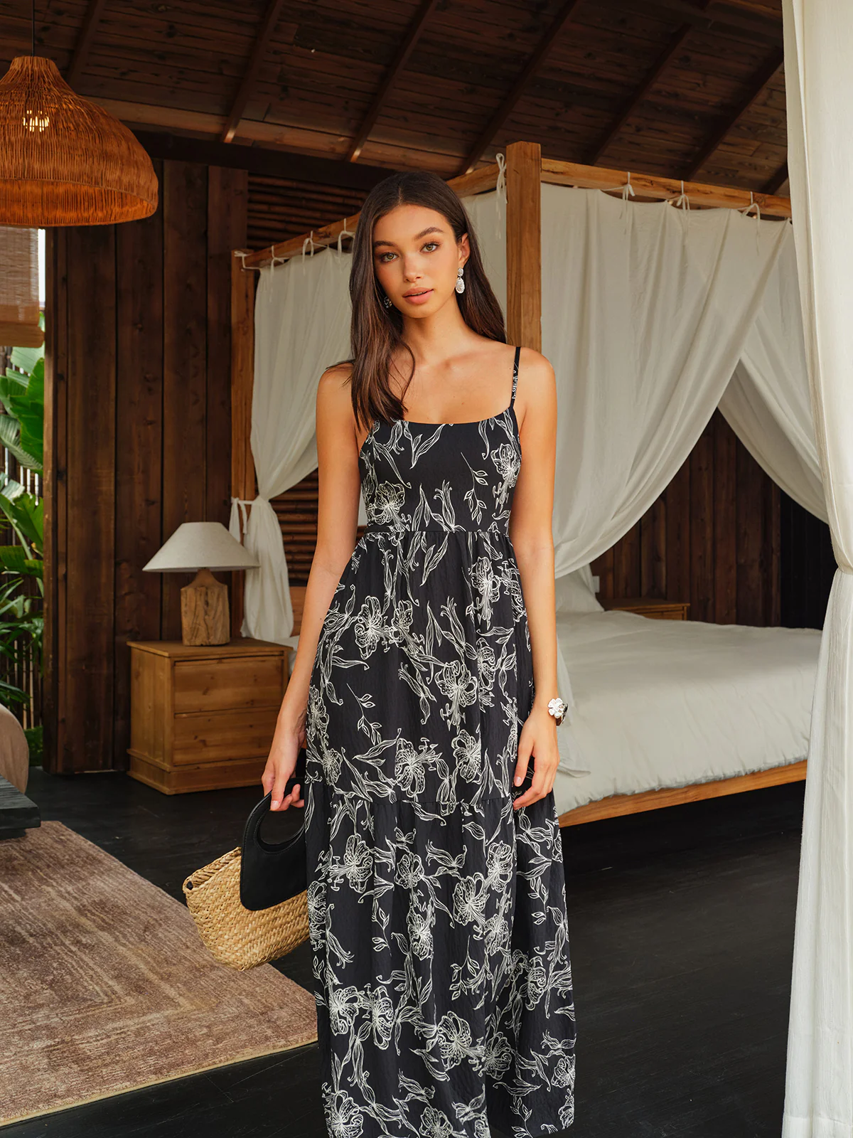 Backless Floral Print Cami Dress - Image 6