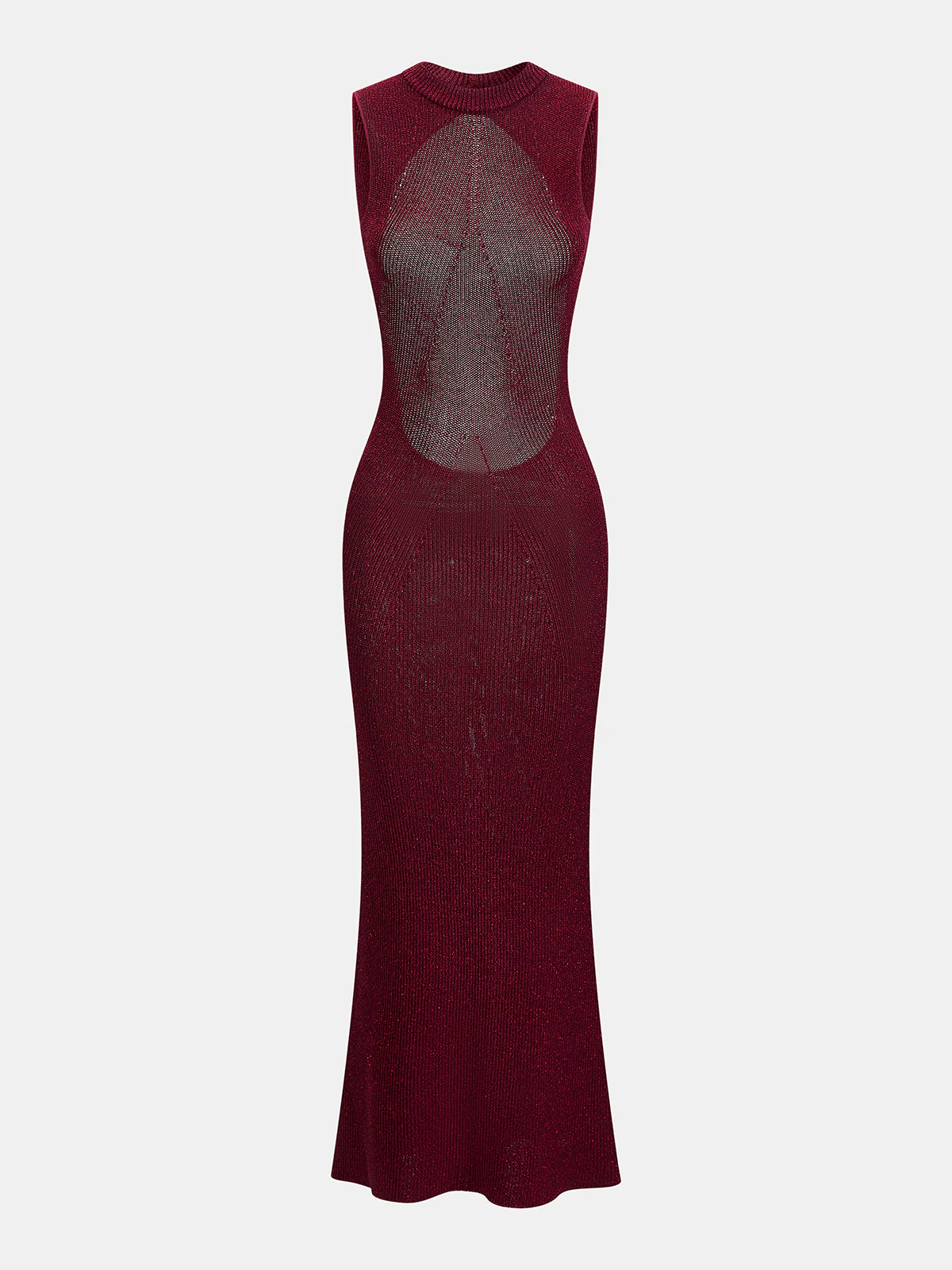 Backless Glitter Knit Sleeveless Maxi Dress - Image 3