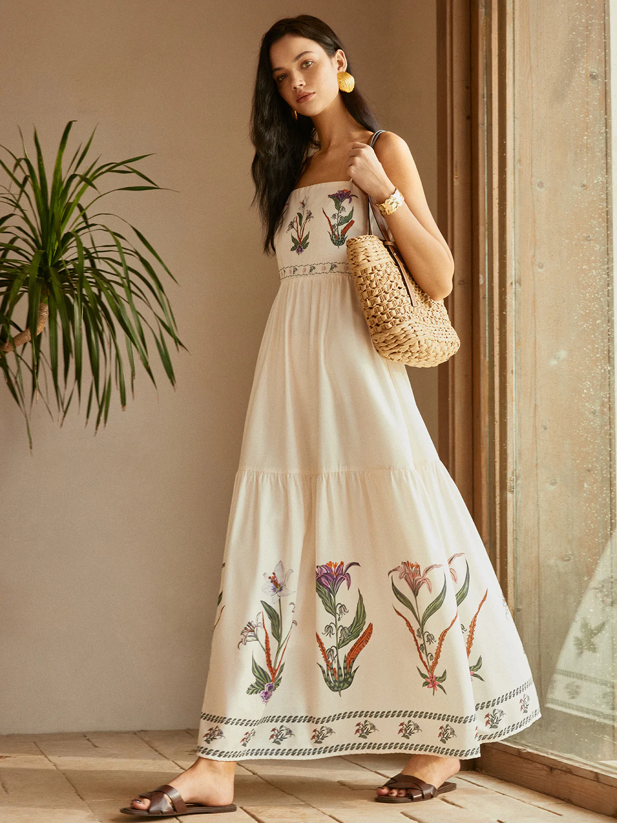 Backless Pleated Floral Dress - Image 2