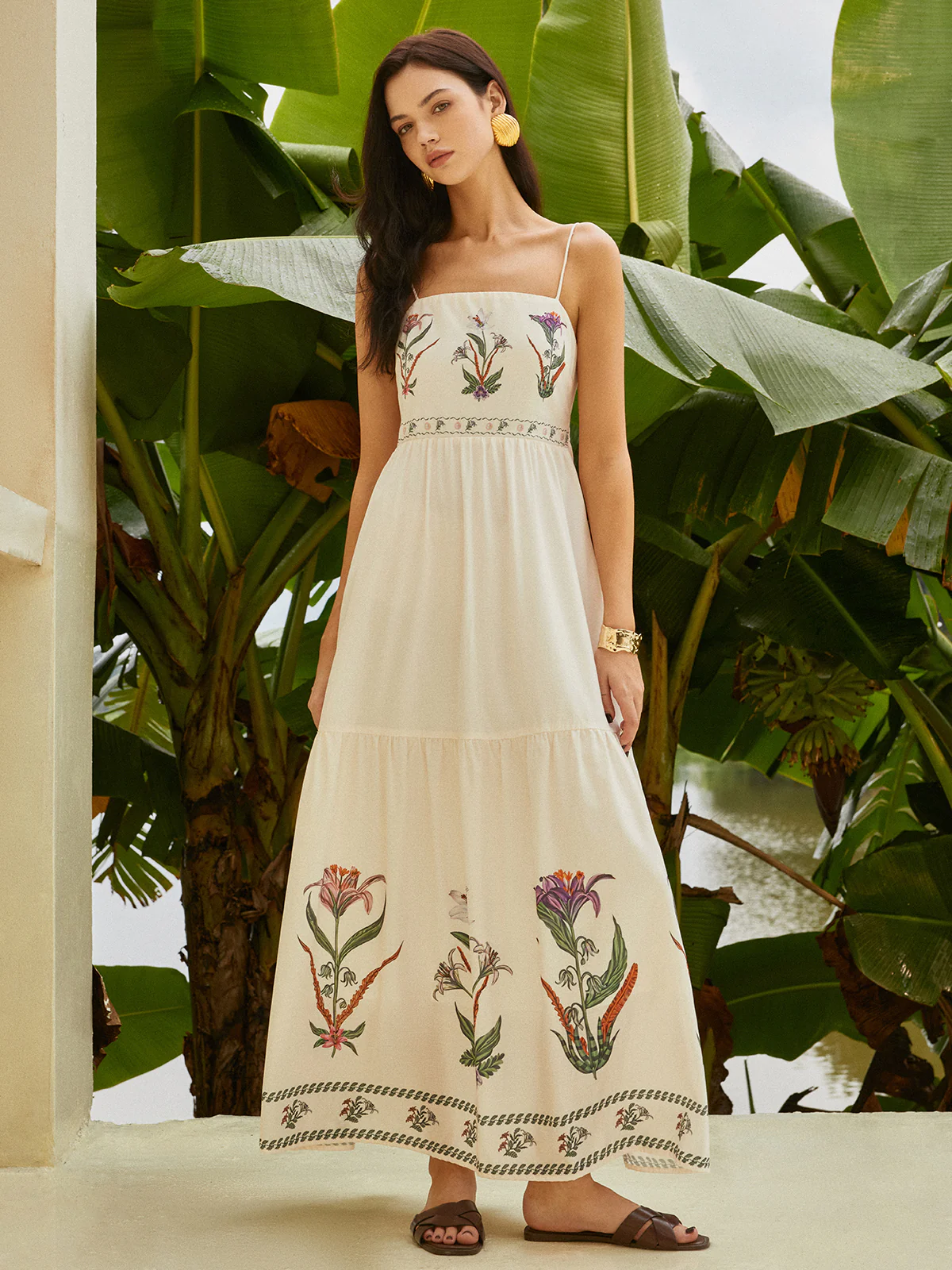 Backless Pleated Floral Dress - Image 3