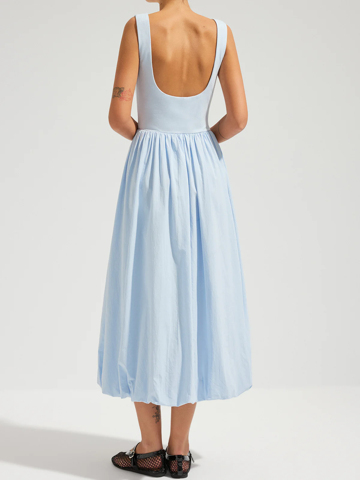 Backless Sleeveless Cotton Midi Dress - Image 4