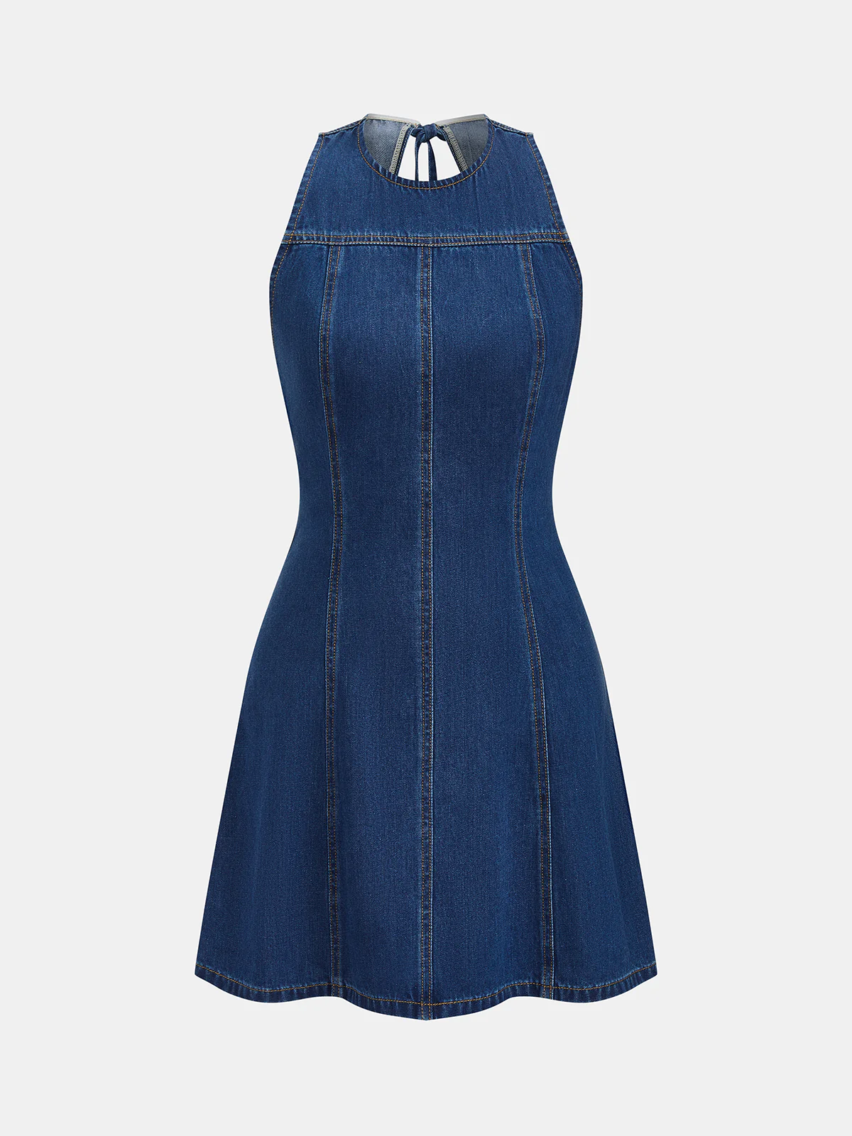 Backless Sleeveless Denim Mini Dress - Image 2