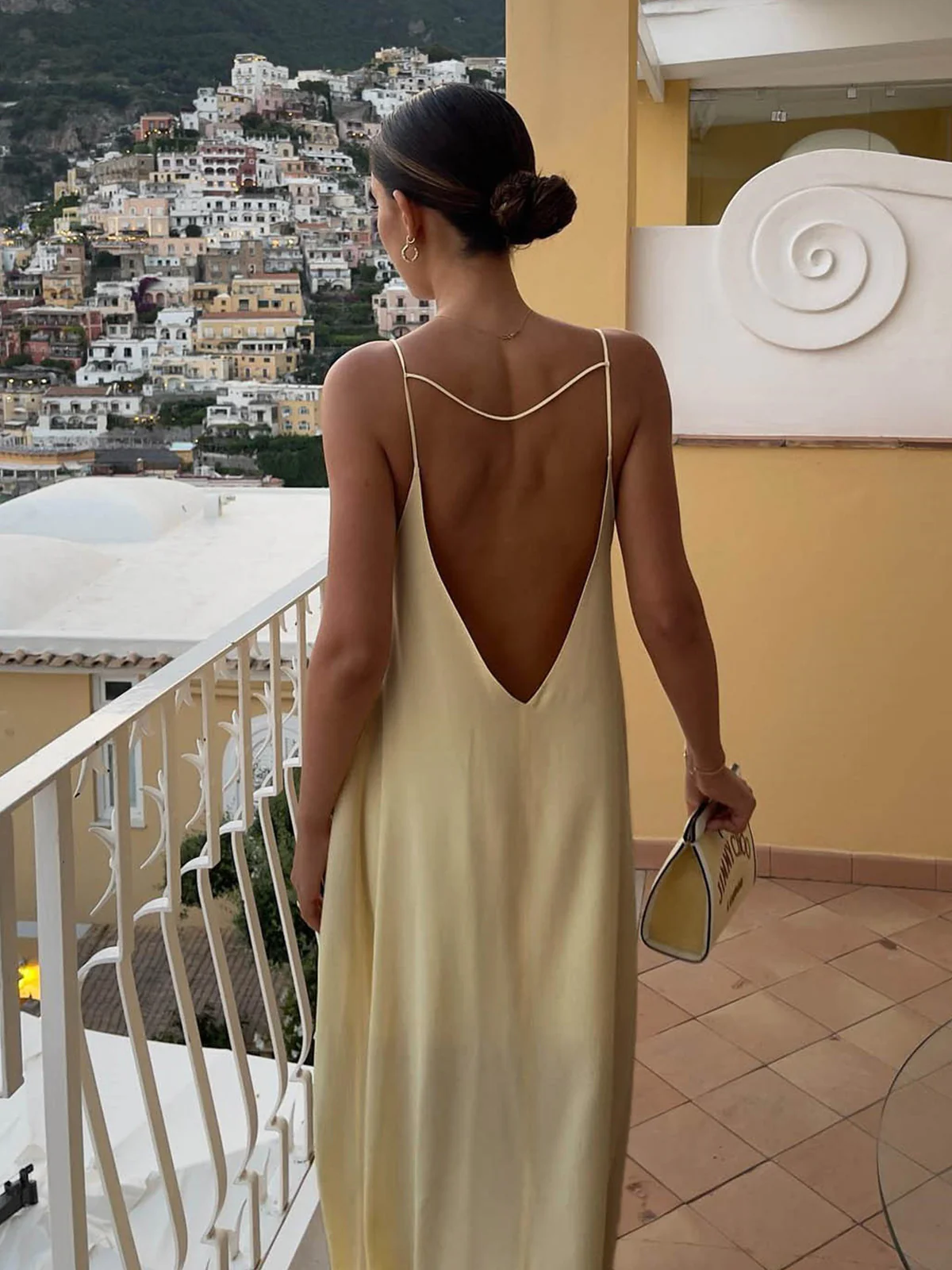 Backless Vacation Satin Long Dress - Image 6