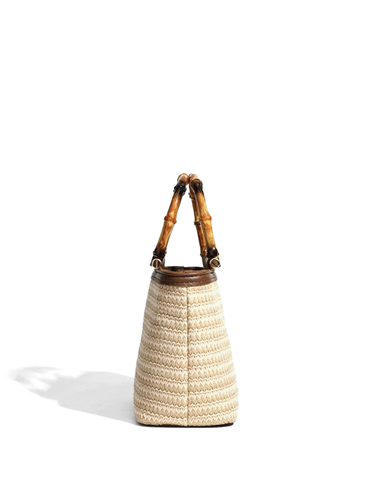 Bamboo Handle Straw Crossbody Handbag - Image 5