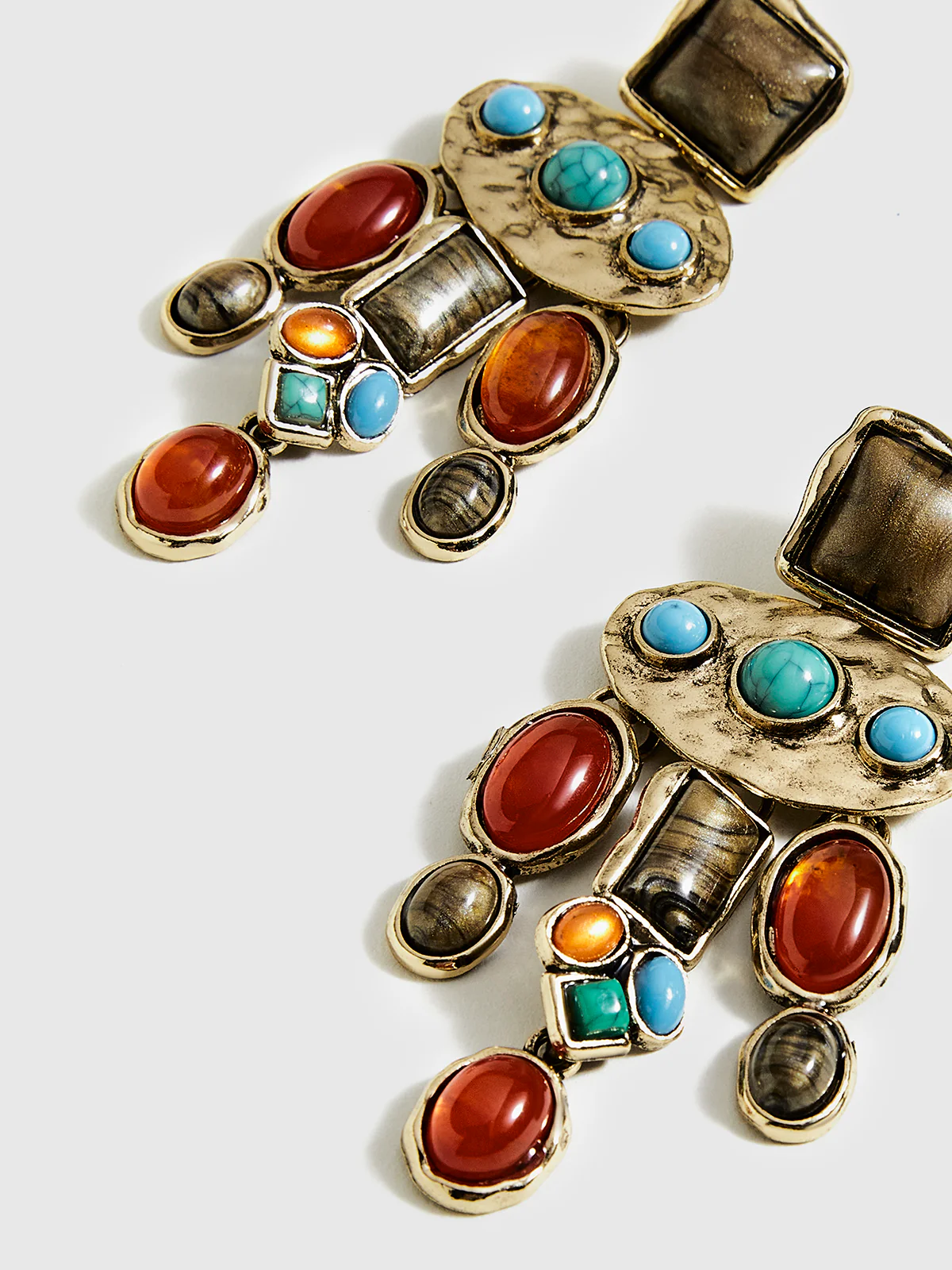 Baroque Colorful Gemstones Pendant Earrings - Image 2