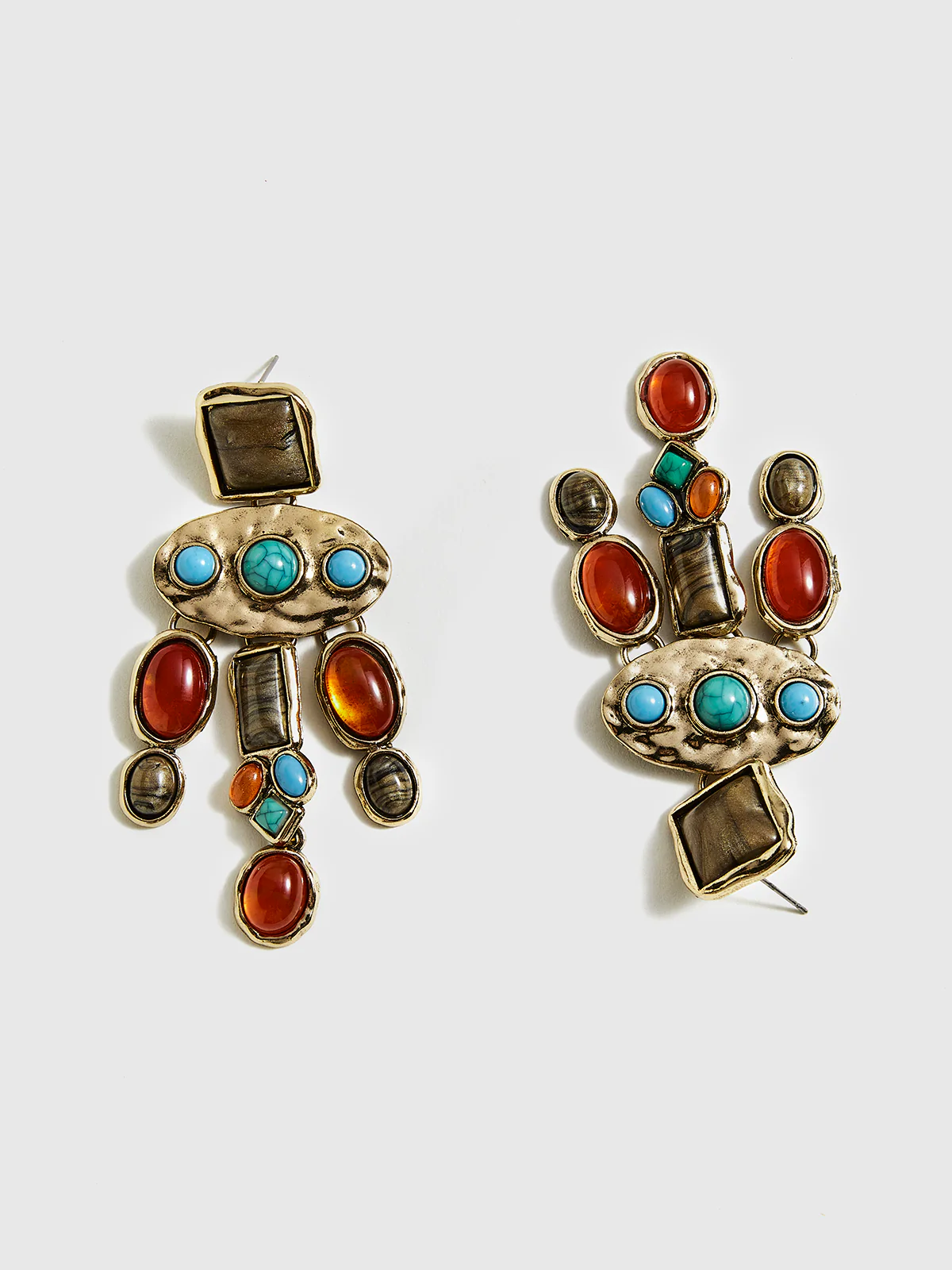 Baroque Colorful Gemstones Pendant Earrings - Image 3