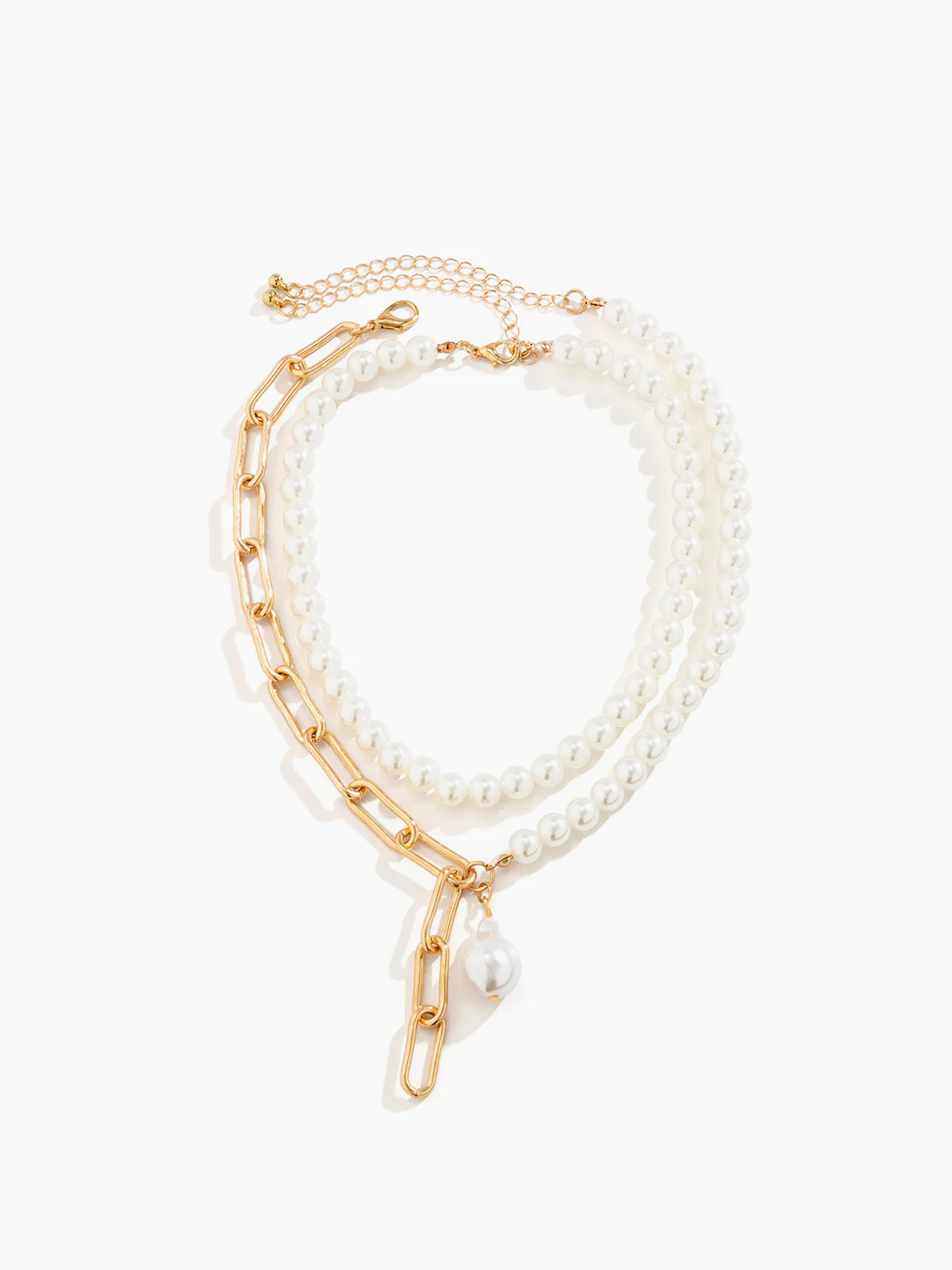 Baroque Pearl Beaded Chain Necklace - Image 2