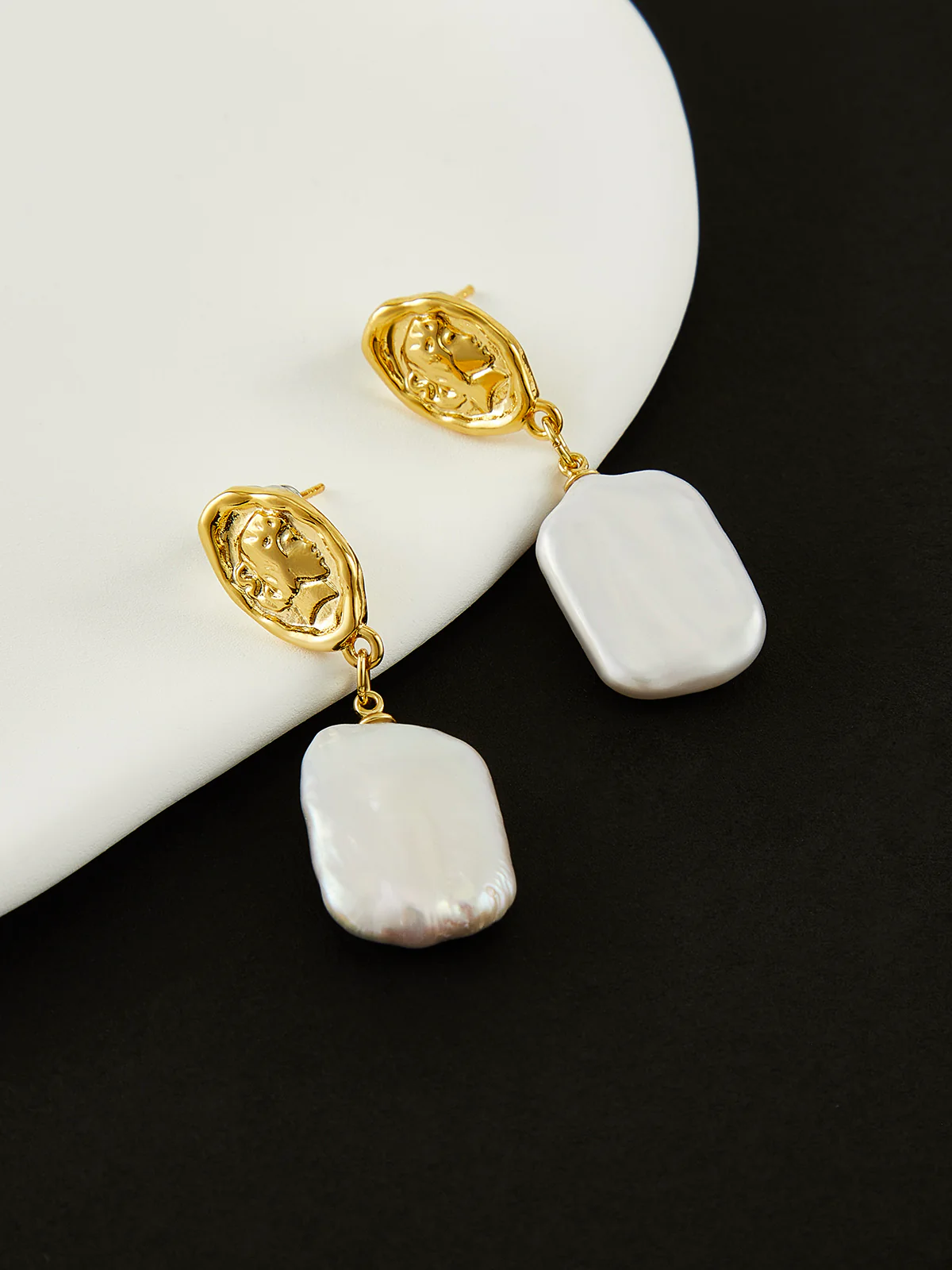 Baroque Pearl Pendant Earrings - Image 2