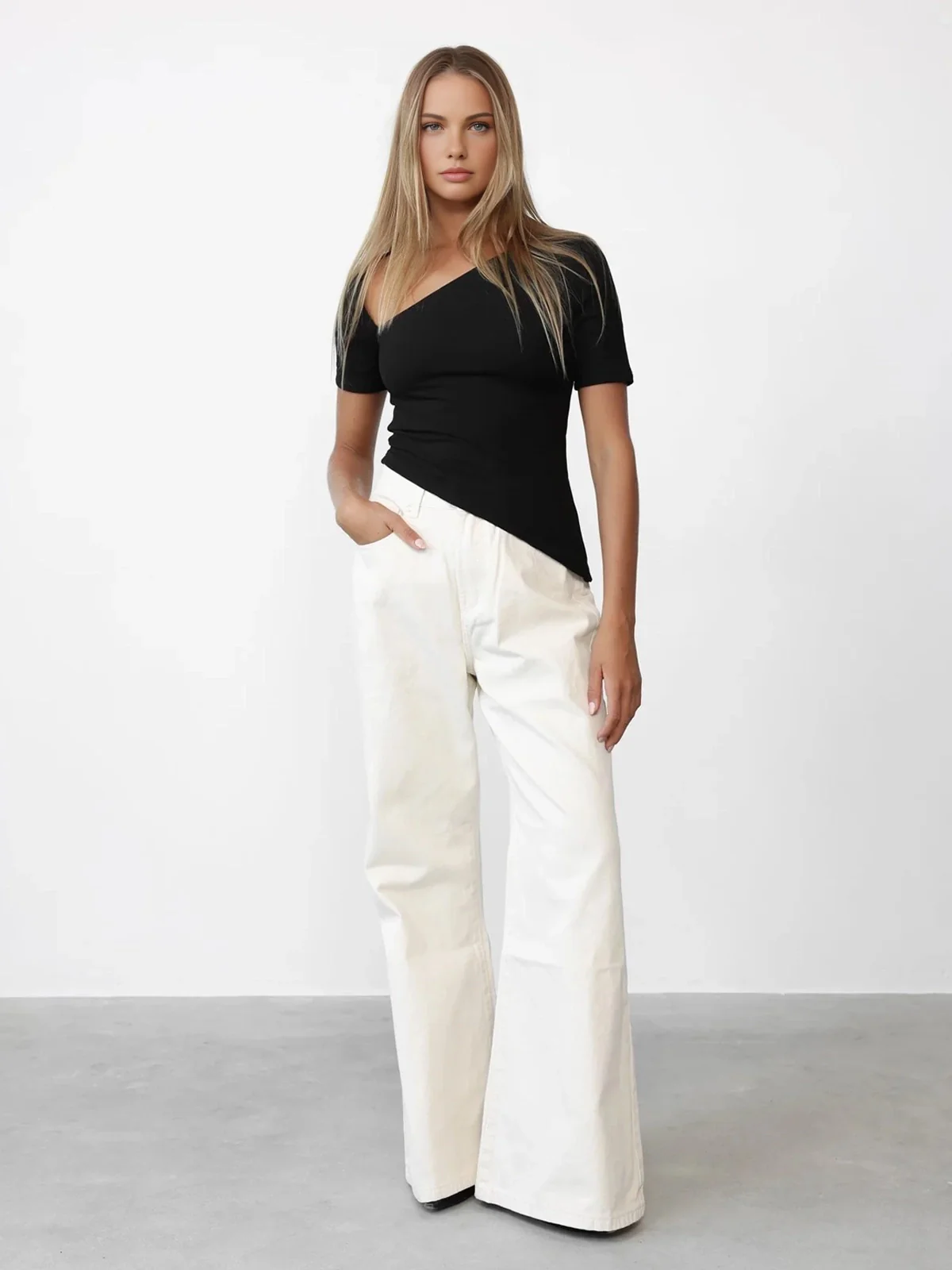 Basic Asymmetrical Neck Top - Image 2
