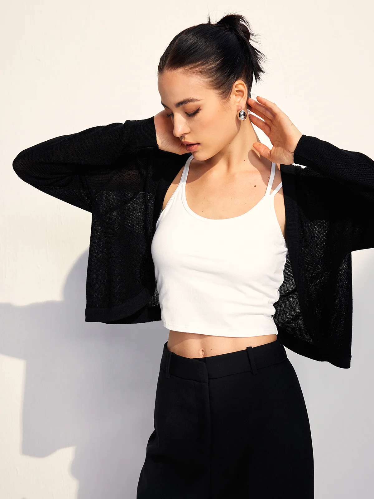 Bat Sleeve Hollow Cardigan - Image 2