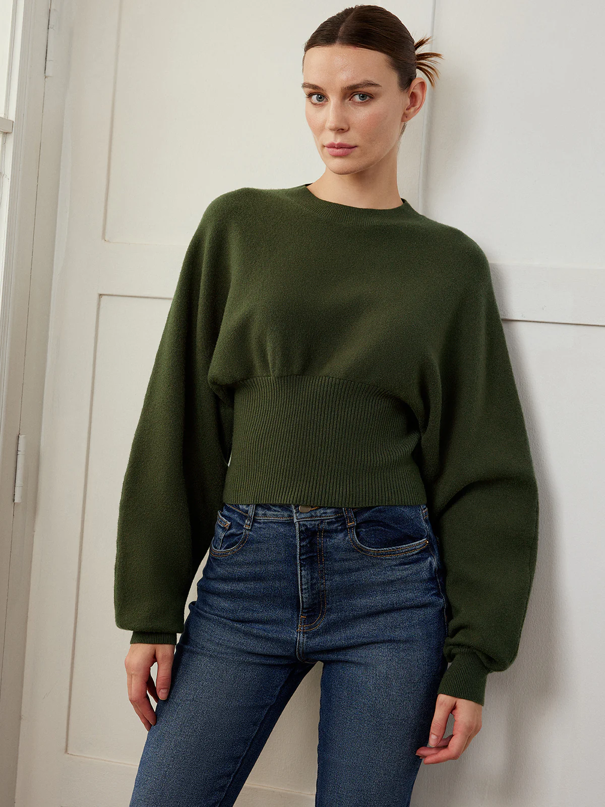 Batwing Sleeve Cinched Sweater - Image 2