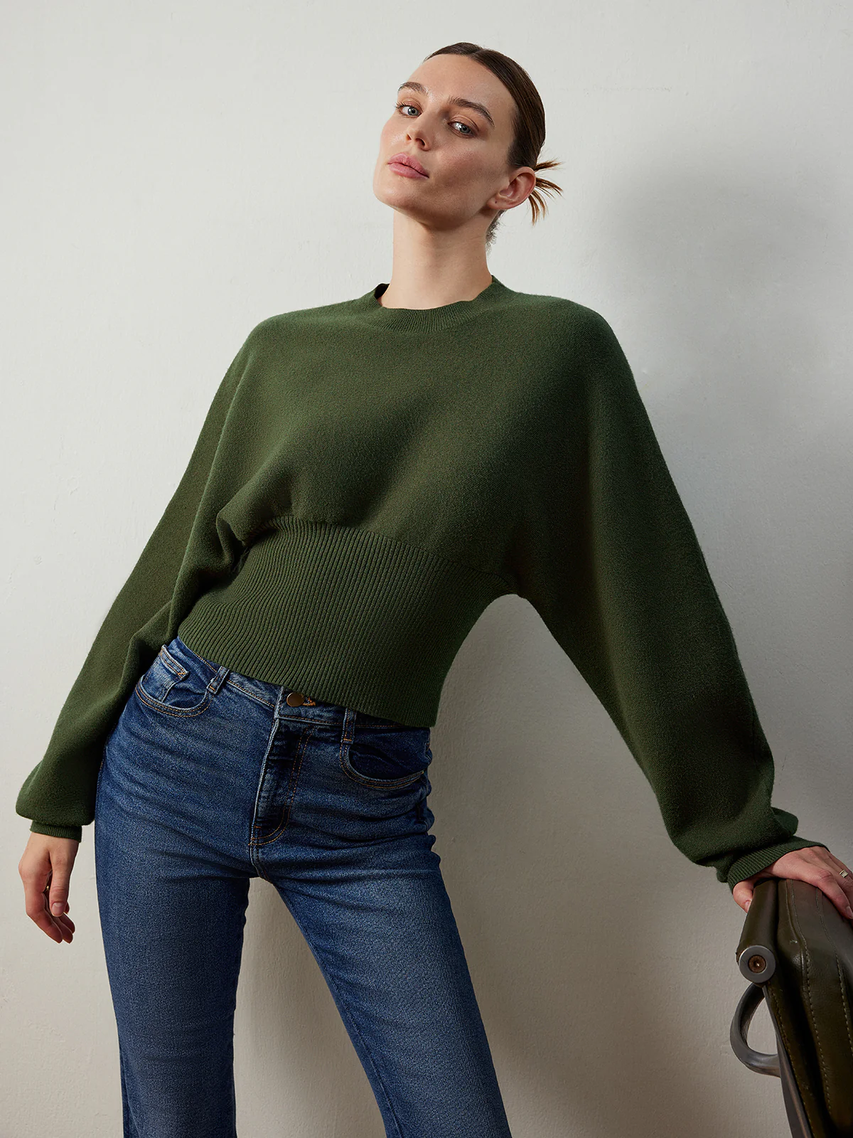 Batwing Sleeve Cinched Sweater - Image 3