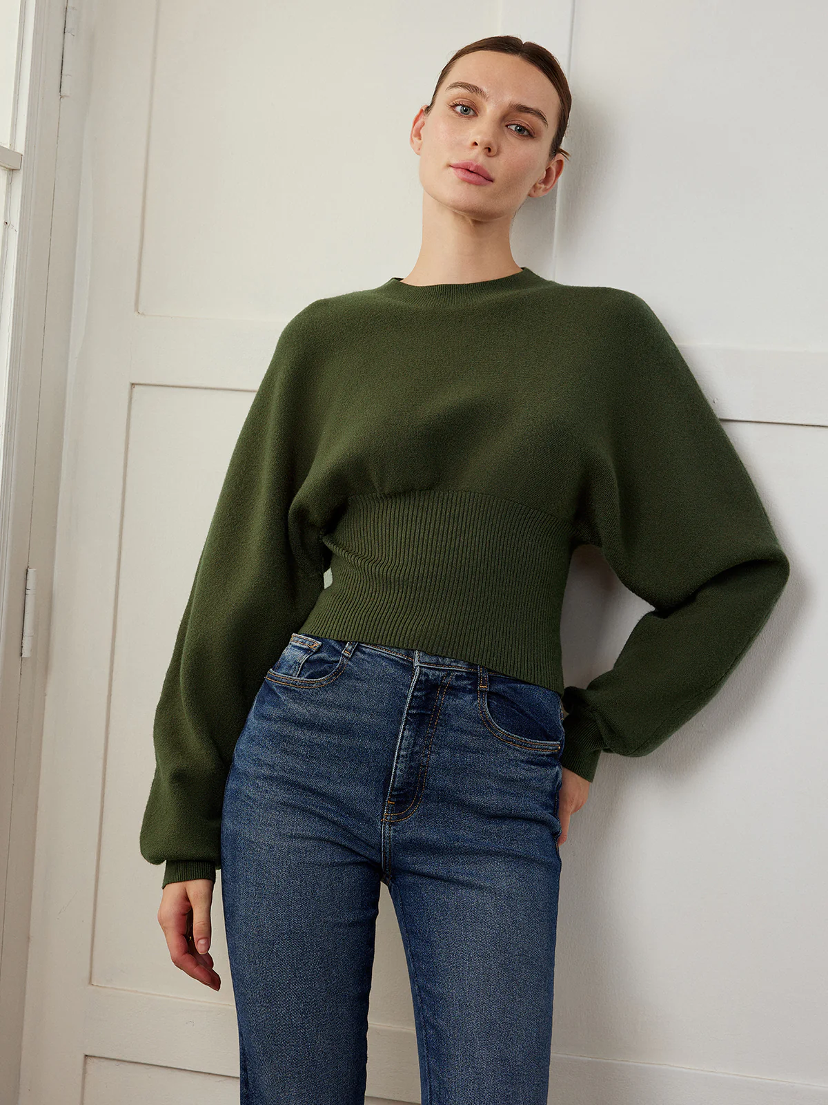 Batwing Sleeve Cinched Sweater - Image 4