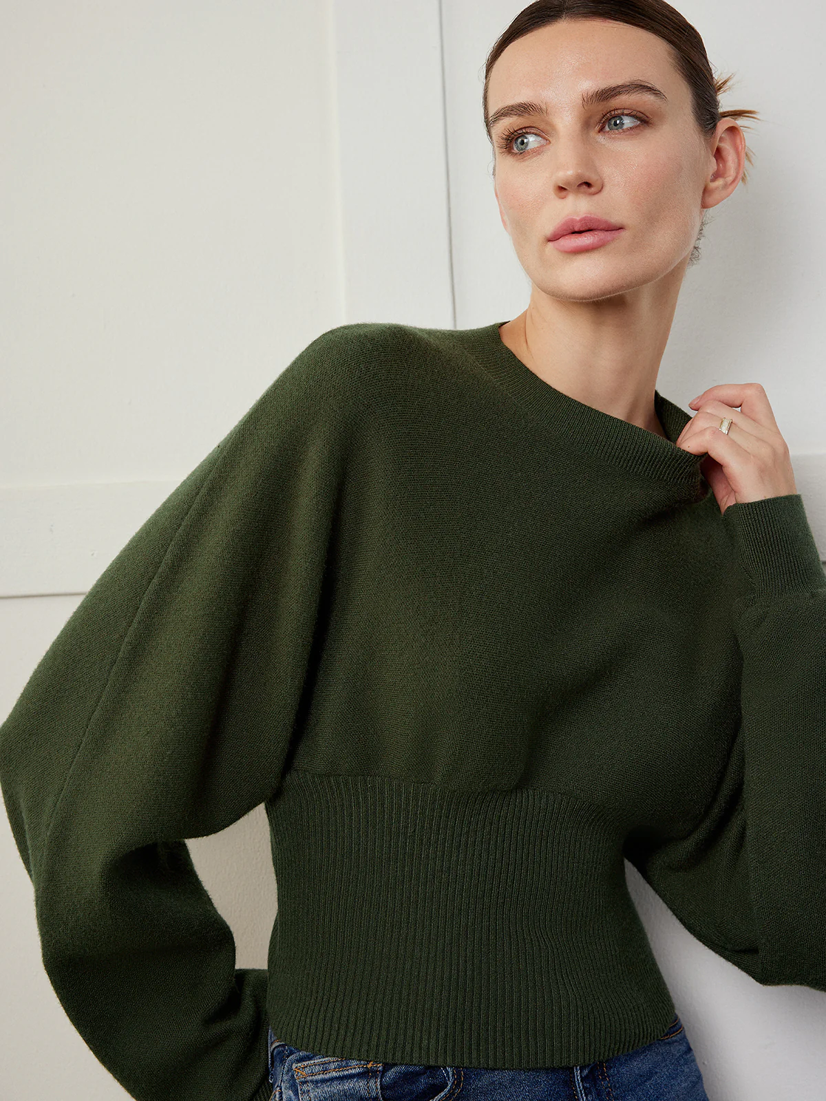 Batwing Sleeve Cinched Sweater - Image 5