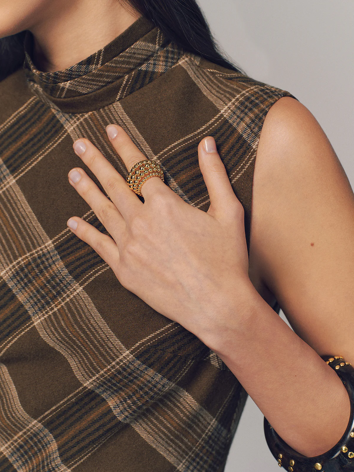 Beaded Open Cuff Ring - Image 2