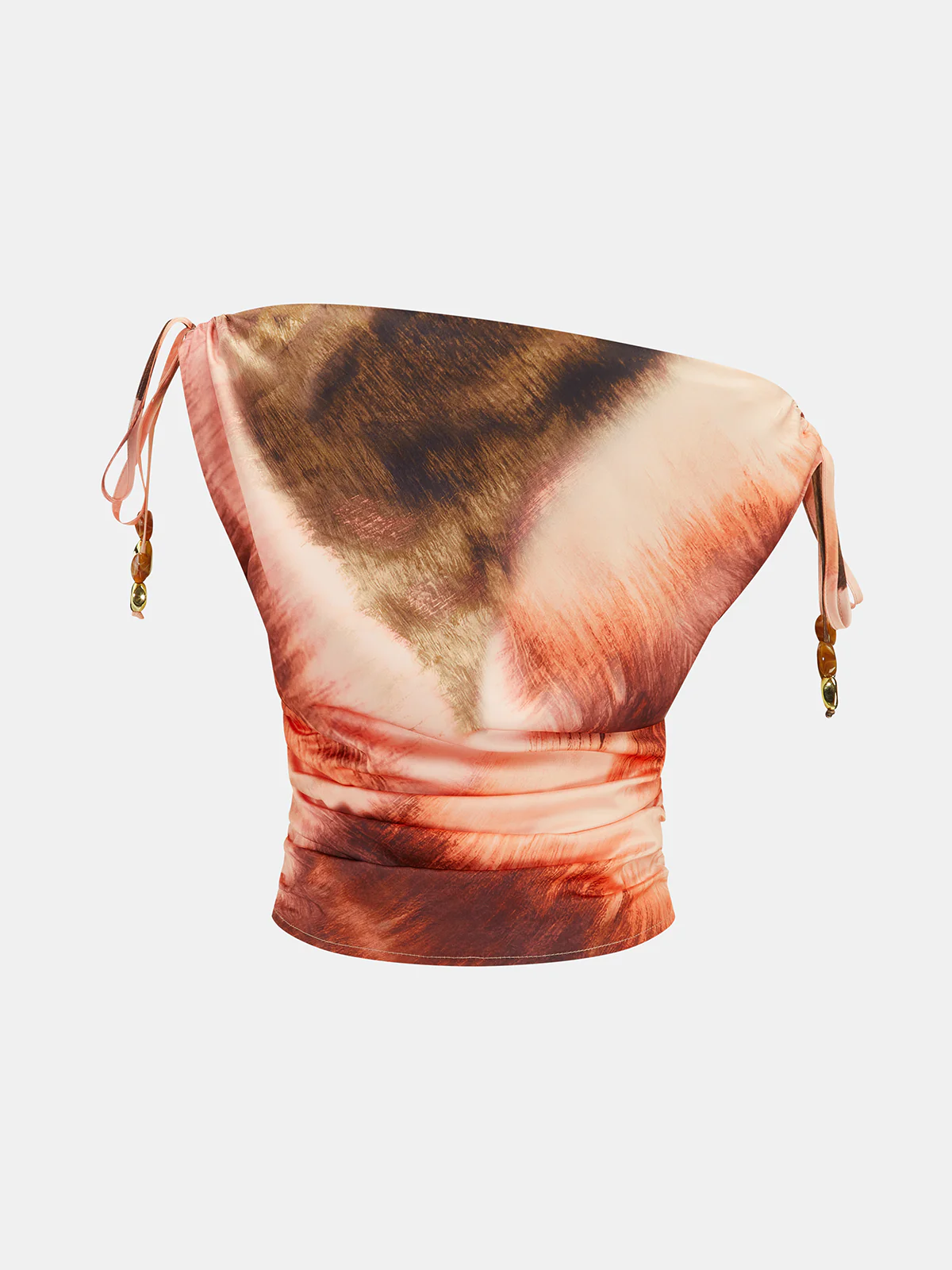 Beaded Tie Dye Off-Shoulder Ruched Crop Top - Image 2
