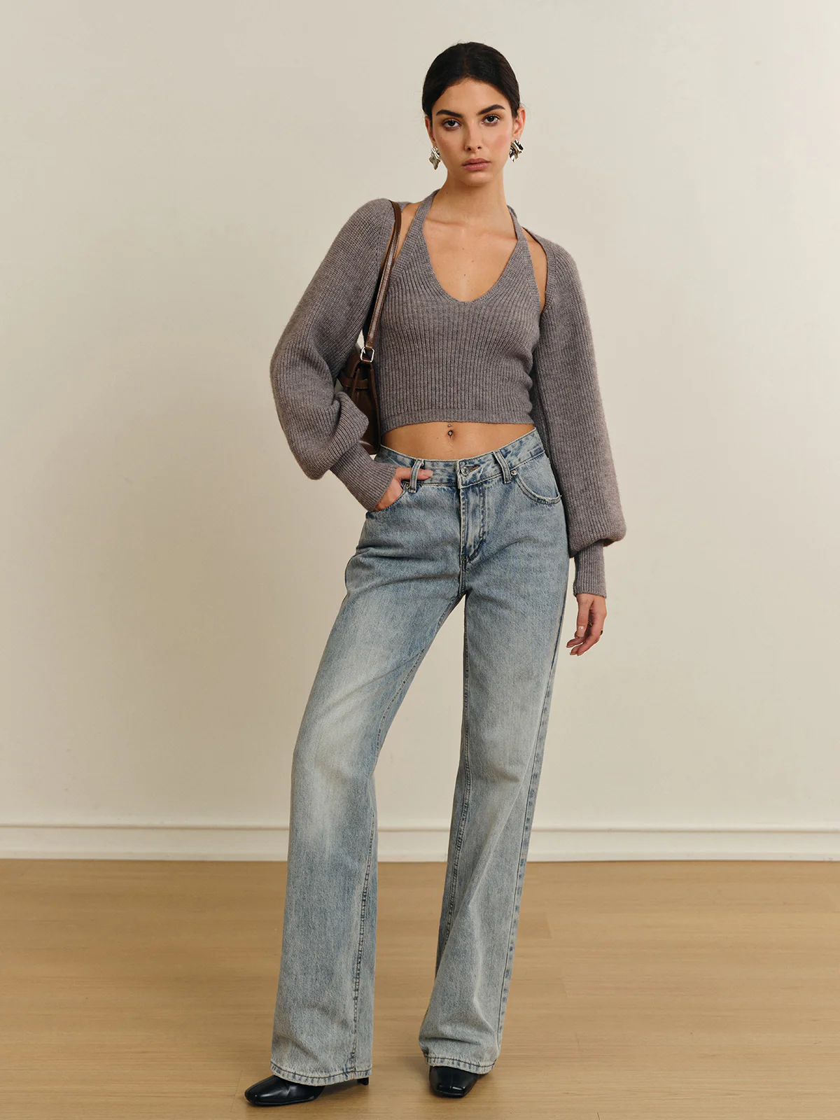 Bee Sleeve Halter Sweater Co-ords - Image 3