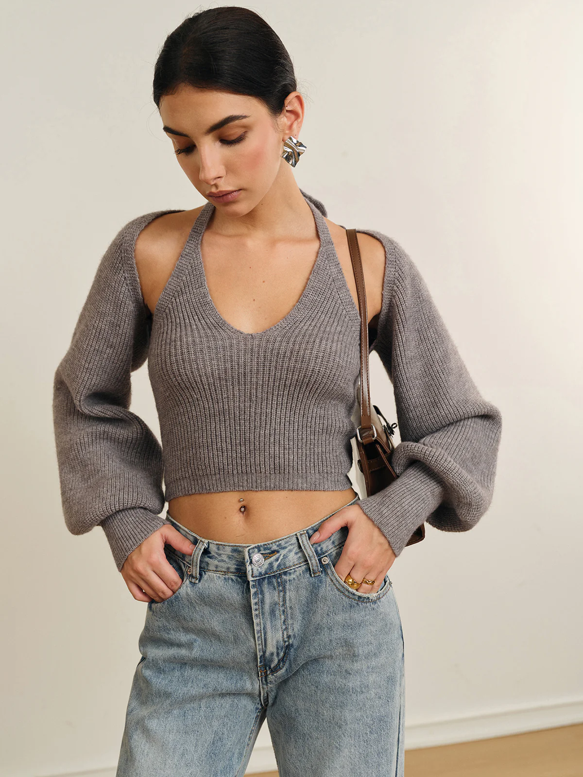 Bee Sleeve Halter Sweater Co-ords - Image 4