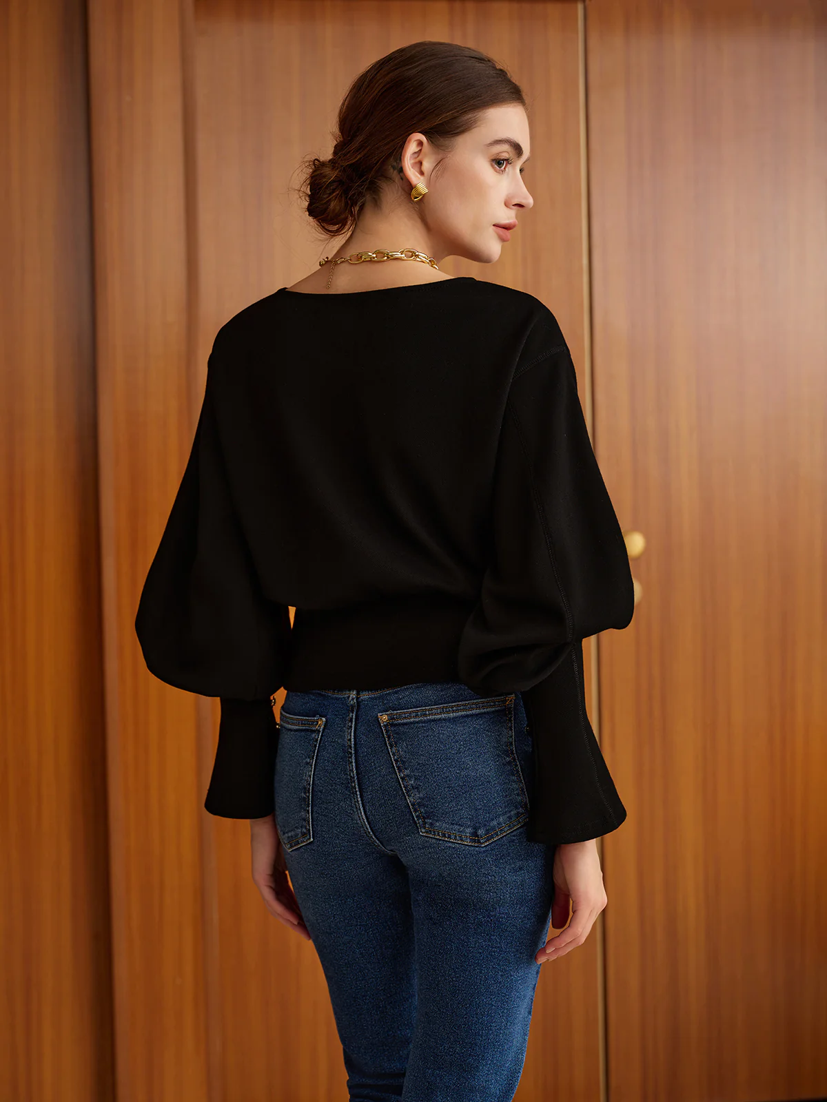 Bell Sleeve Cinched Sweatshirt - Image 4