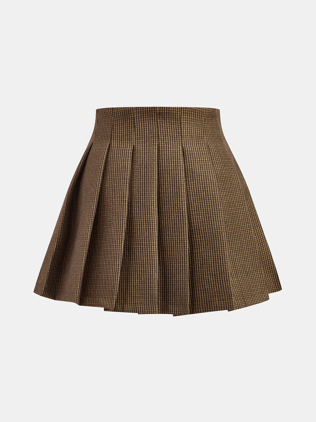 Belt-Decor Houndstooth Pleated Mini Skirt - Image 2