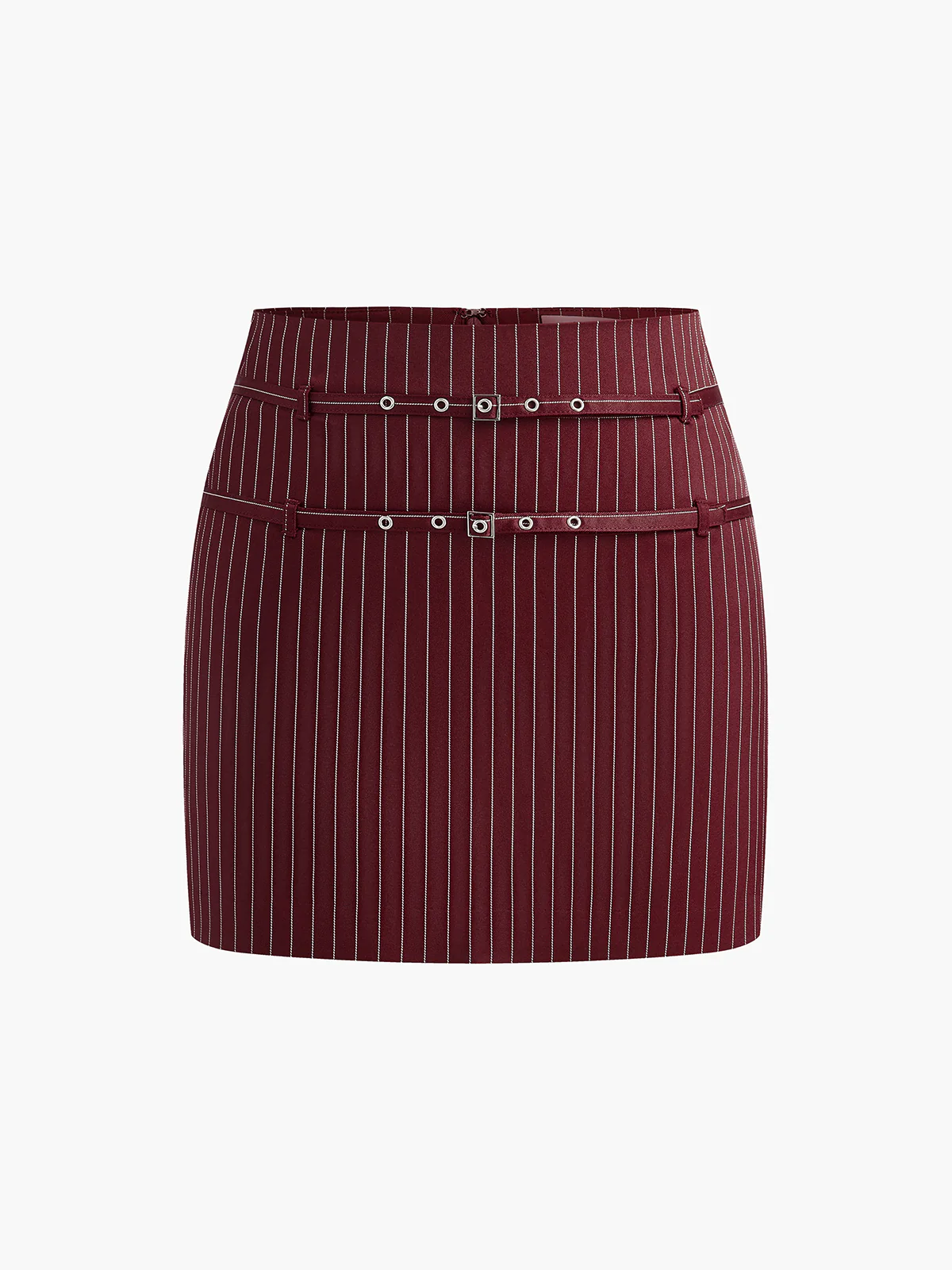 Belt-Decor Pinstripe Skirt - Image 11