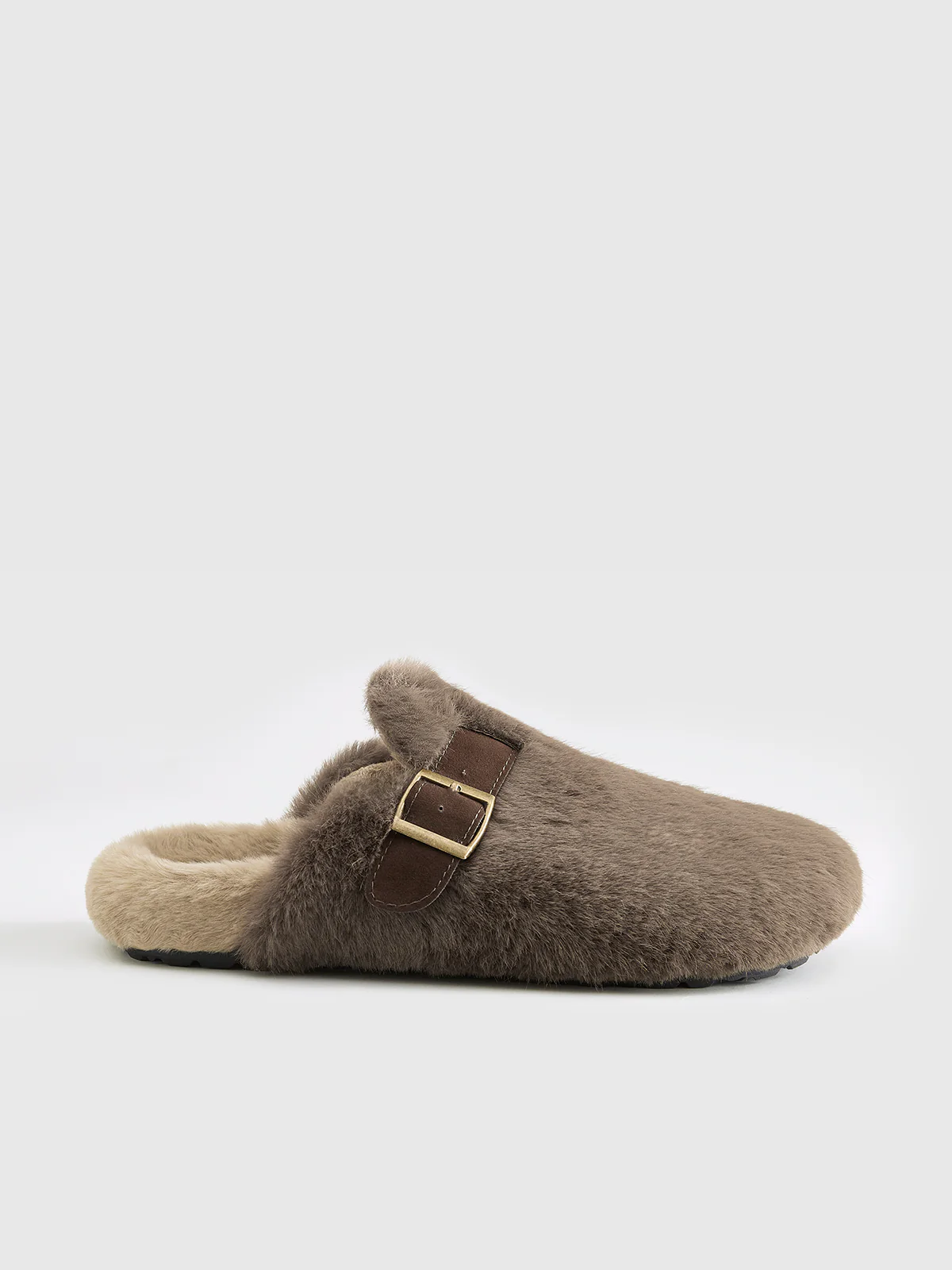 Belt-Design Furry Mule Slippers - Image 2