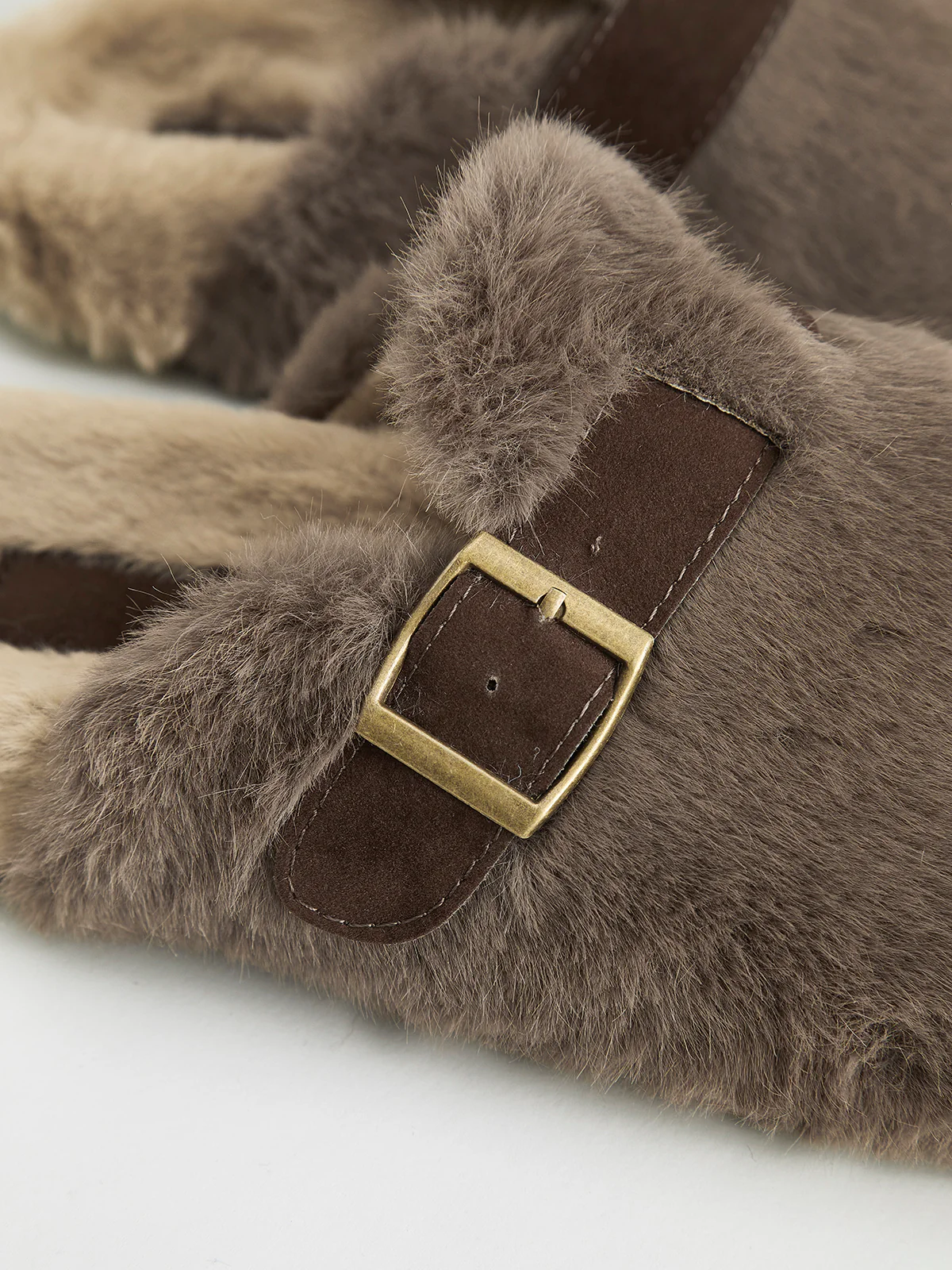 Belt-Design Furry Mule Slippers - Image 3