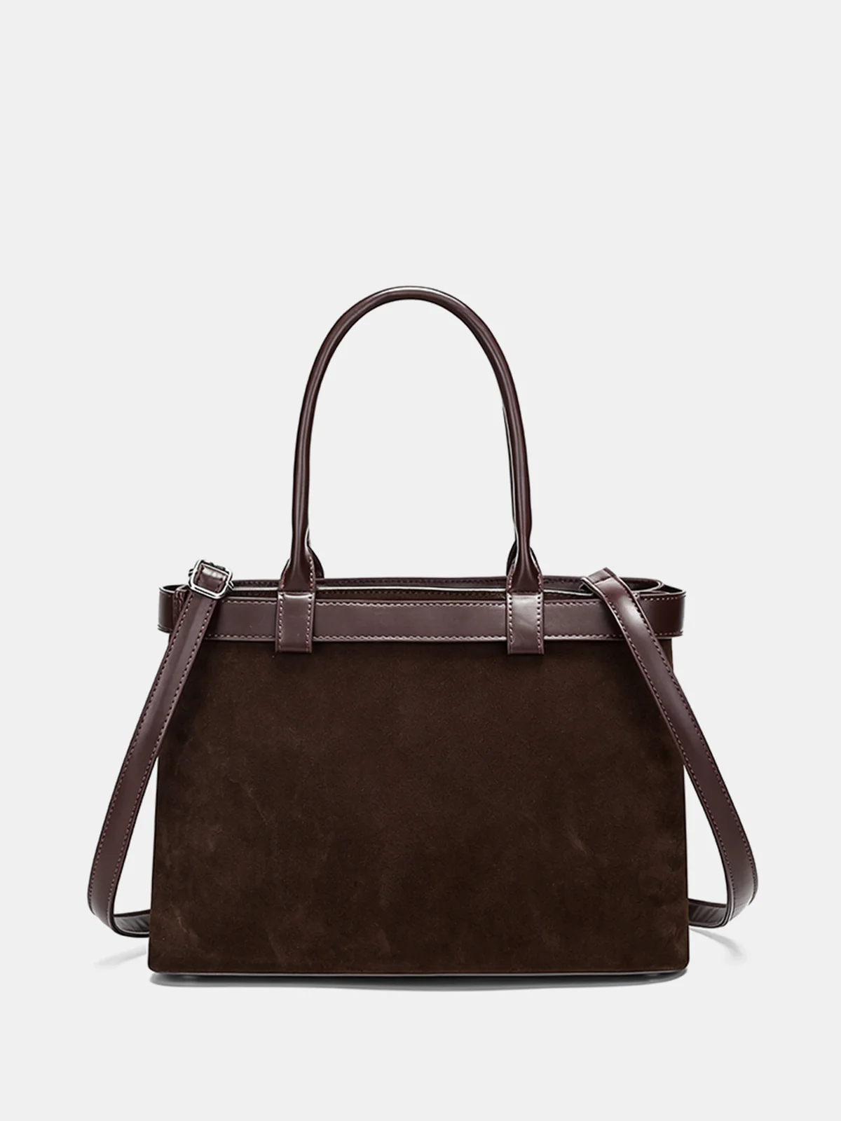 Belt Detail Suede Effect Tote Bag - Image 2