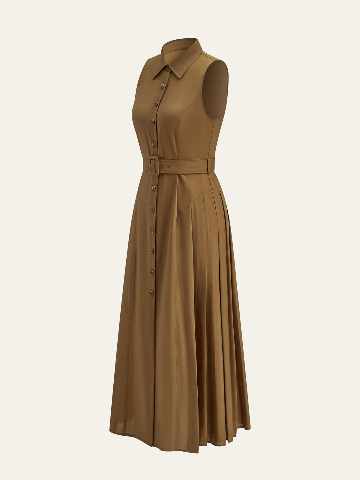 Belted Button Sleeveless Maxi Dress - Image 2