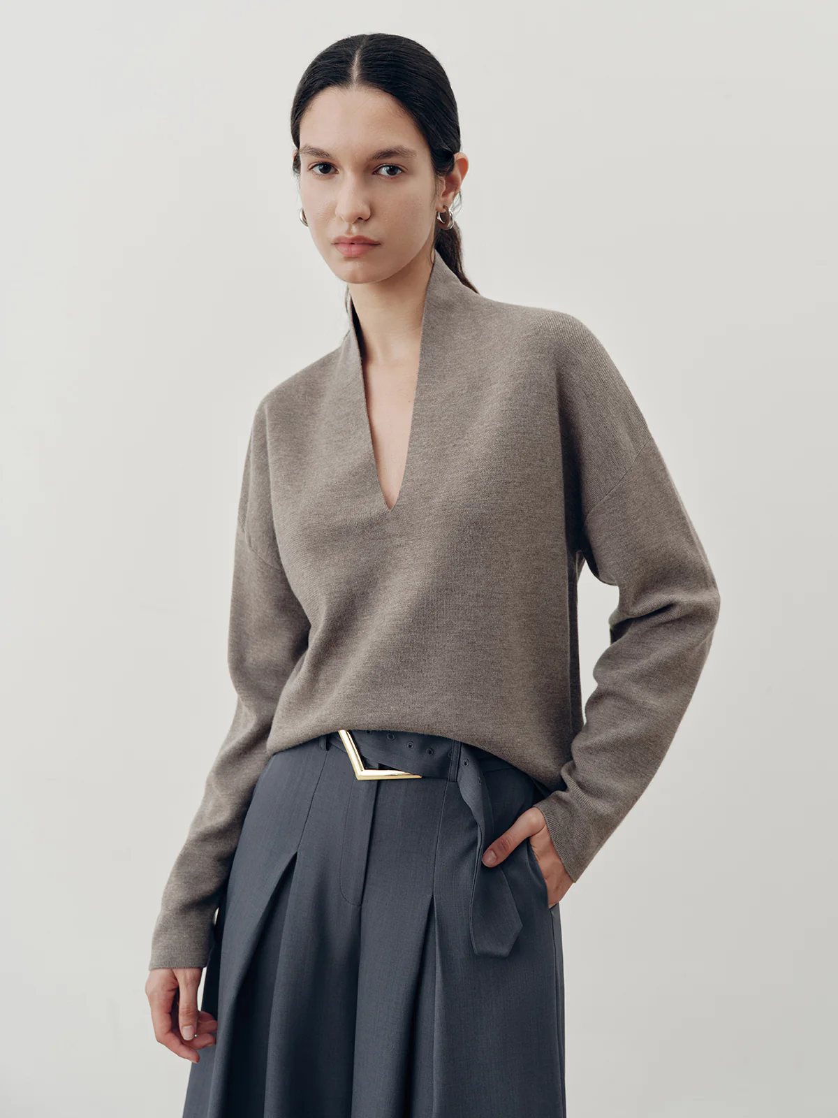 Belted Casual High-Waisted Wide-Leg Pants - Image 3