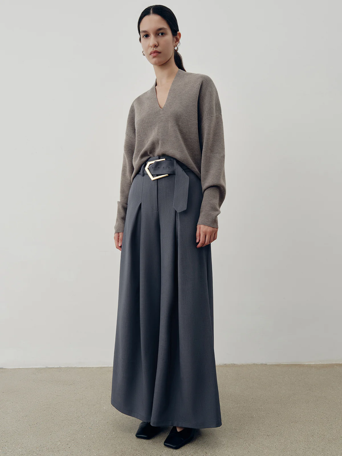 Belted Casual High-Waisted Wide-Leg Pants - Image 4