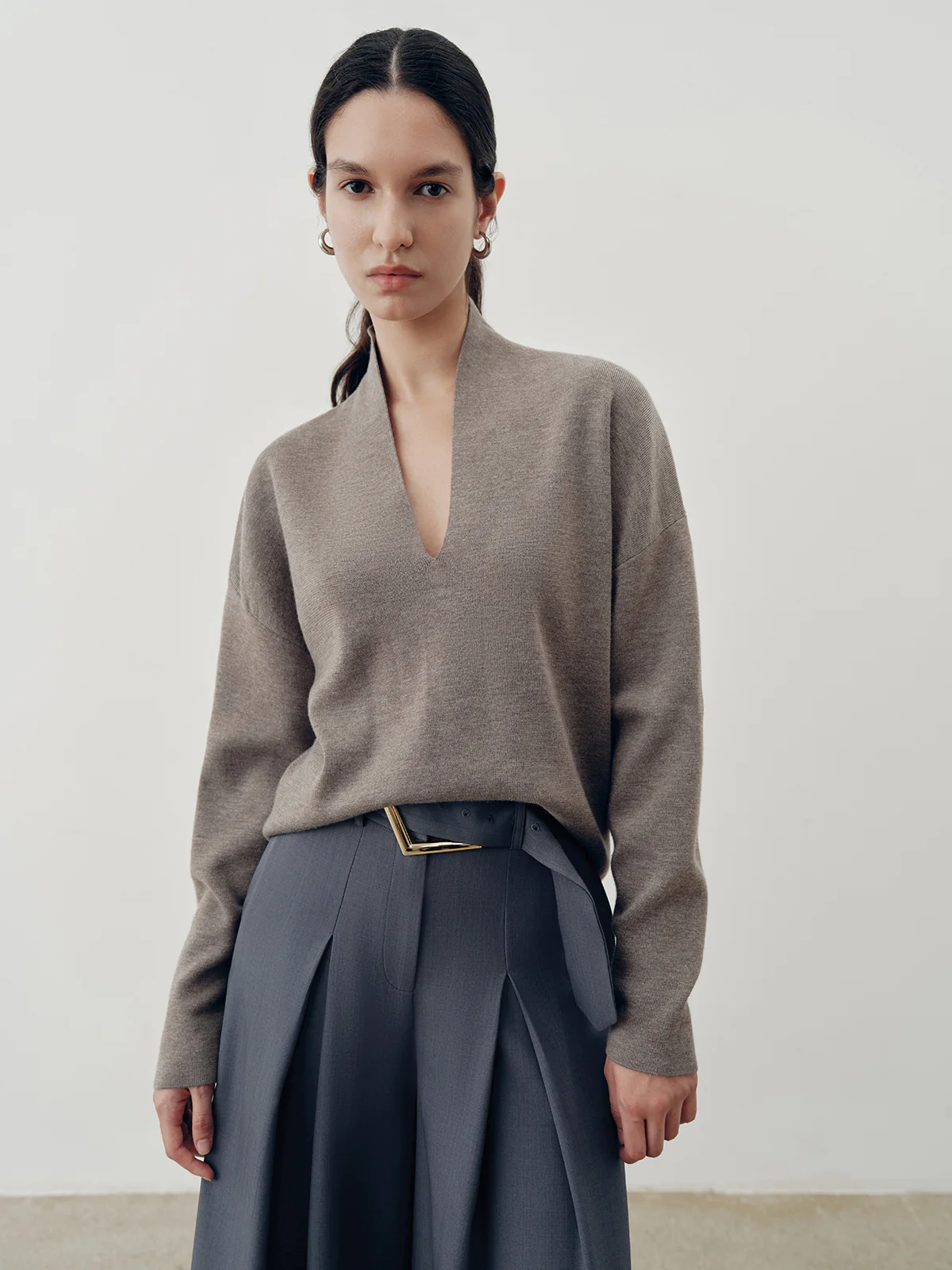 Belted Casual High-Waisted Wide-Leg Pants - Image 6