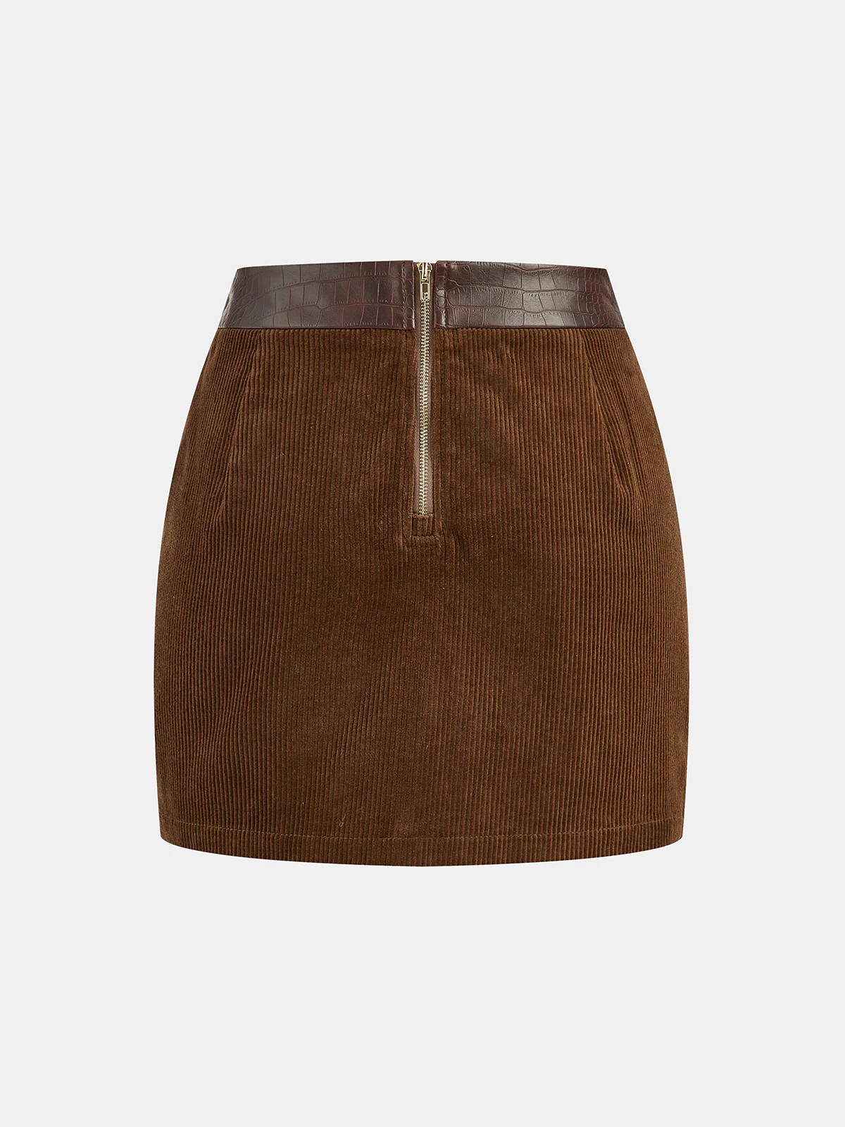 Faux Leather Panel Corduroy Mini Skirt - Image 2