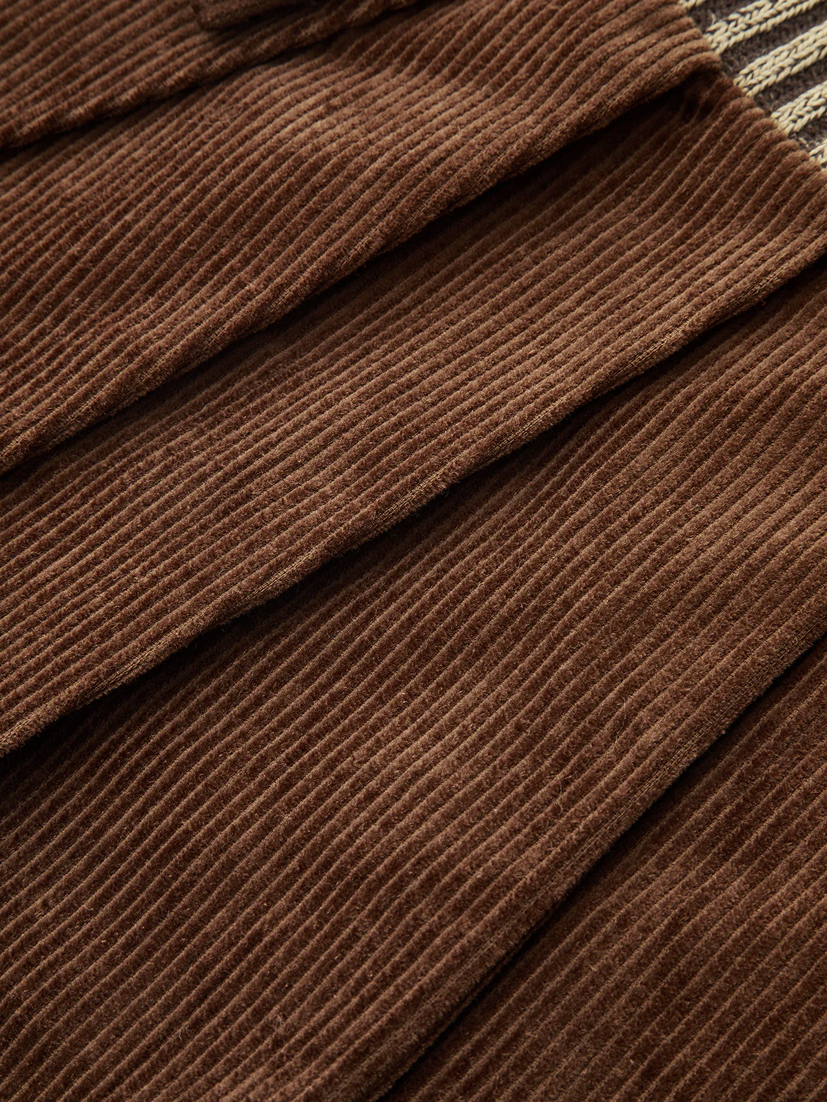 Belted Corduroy Pleated Mini Skirt with Knit Waistband - Image 4