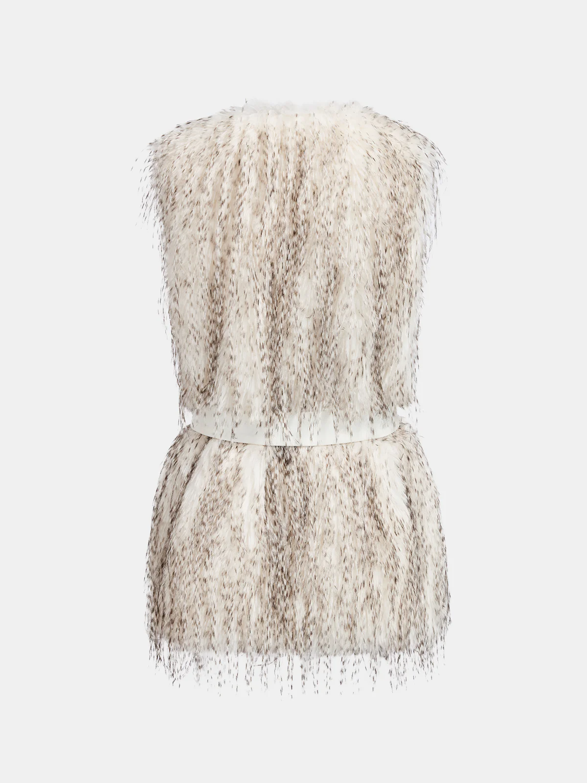 Belted Faux Fur Sleeveless Vest - Image 2