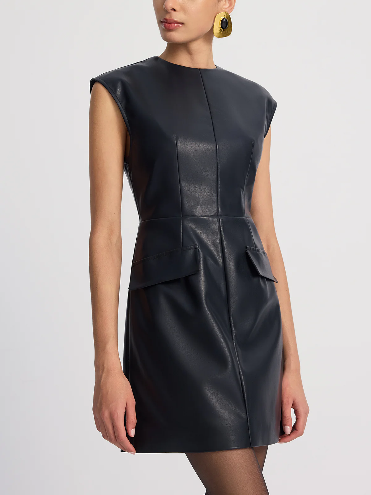 Belted Faux Leather Mini Dress - Image 3