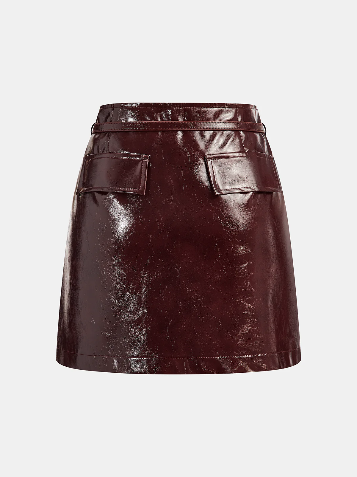 Belted Faux Leather Mini Skirt - Image 2