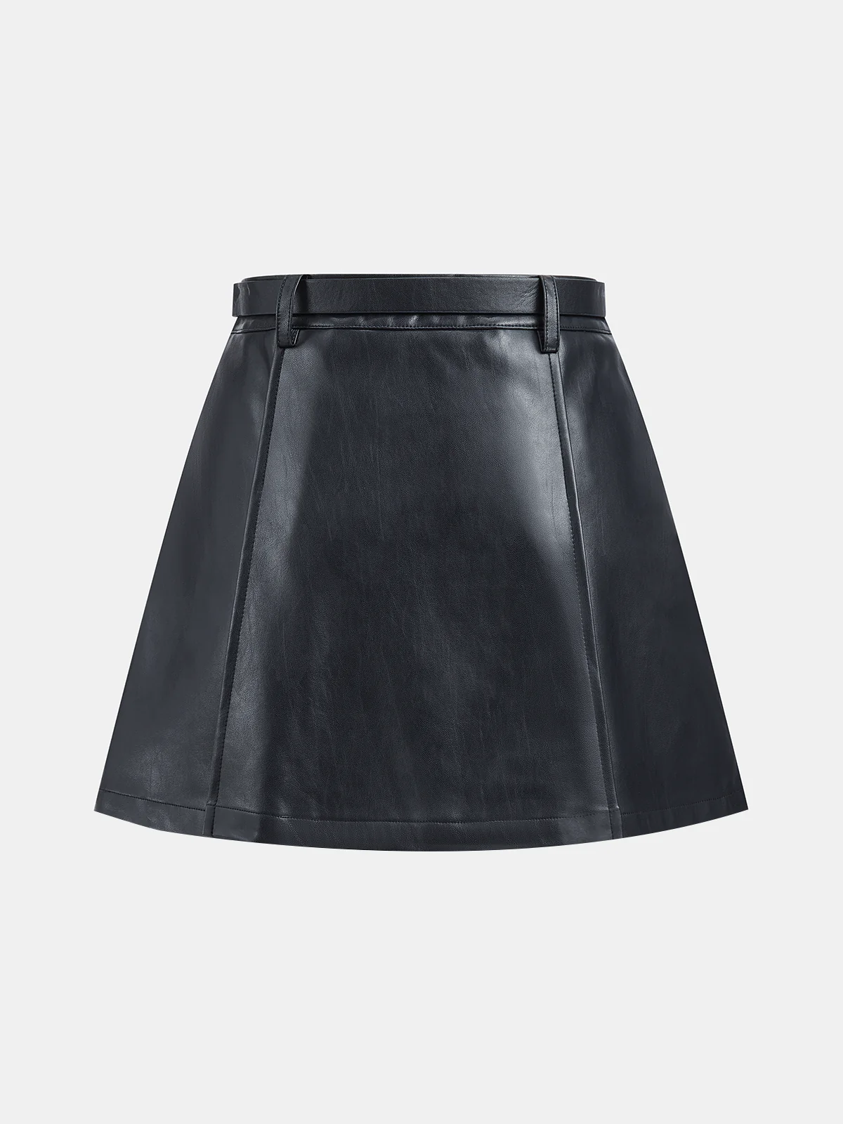 Belted Faux Leather Mini Skirt - Image 4