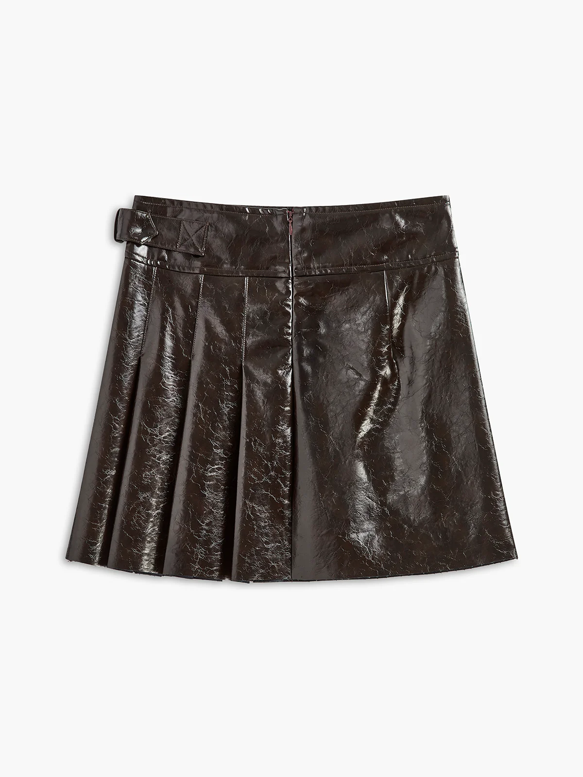 Belted Faux Leather Textured Skirt - Image 2