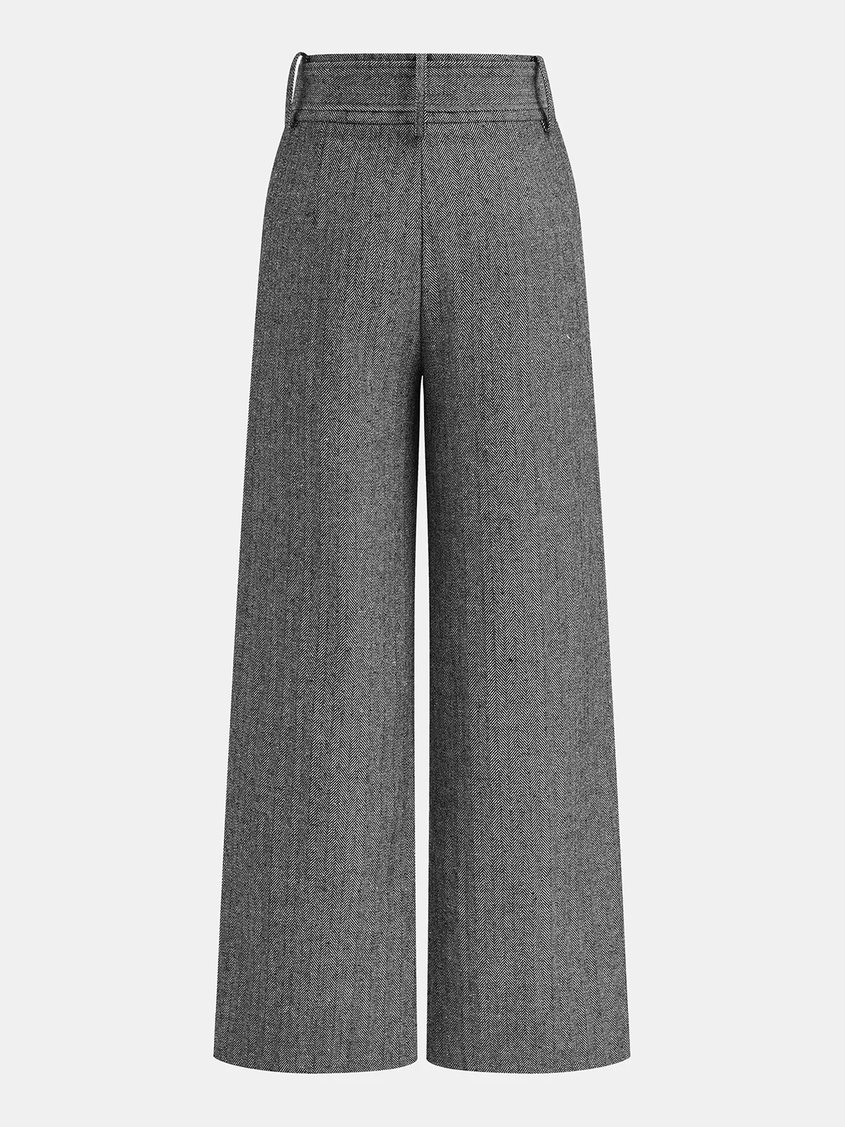 Belted Herringbone Wide-Leg Pants - Image 2