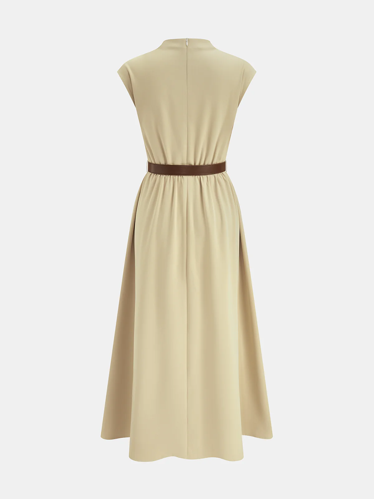 Belted High Neck Sleeveless Midi Dress - Image 2
