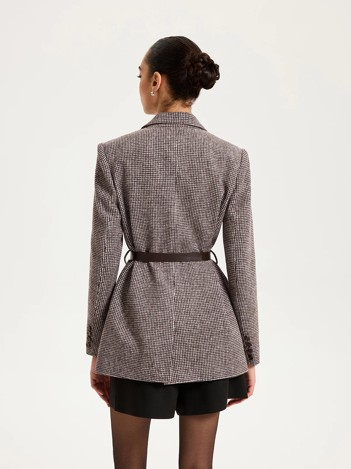 Belted Houndstooth Blazer - Image 6